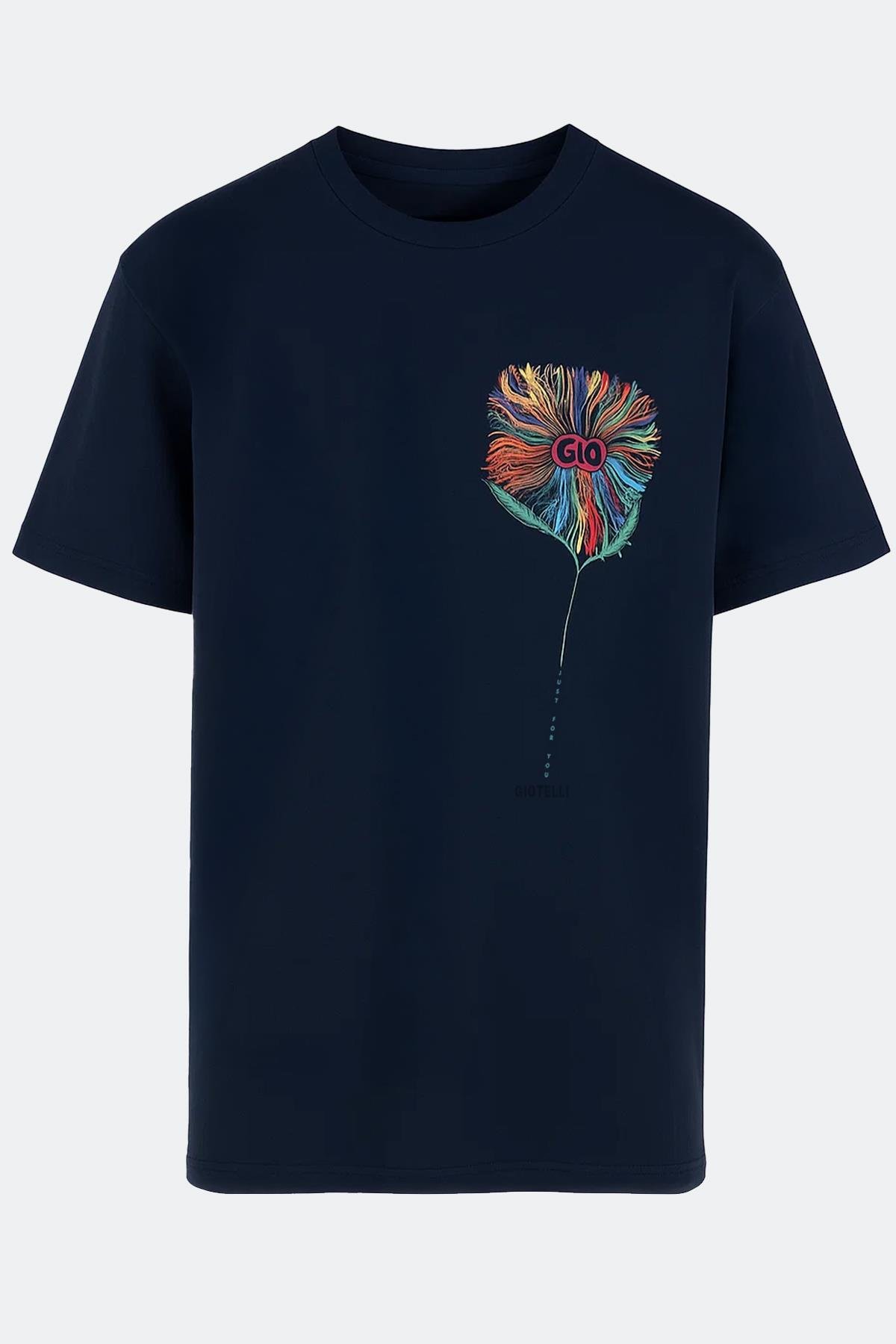 Baskılı Bisiklet Yaka Erkek T-Shirt Lacivert - Sabri Özel