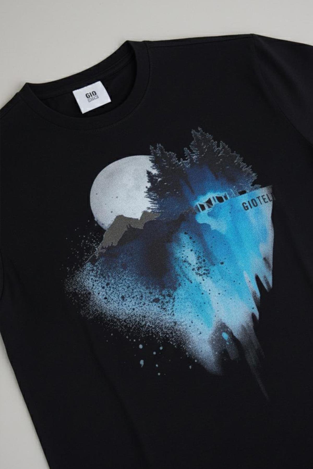 BASKILI BİSİKLET YAKA T-SHIRT Siyah - Sabri Özel