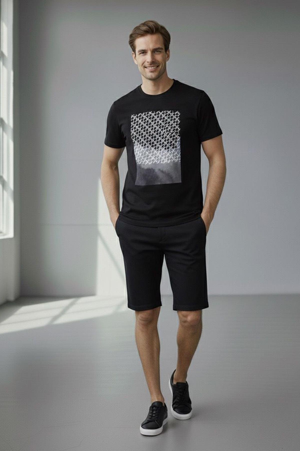 BASKILI ERKEK T-SHIRT Lacivert - Sabri Özel