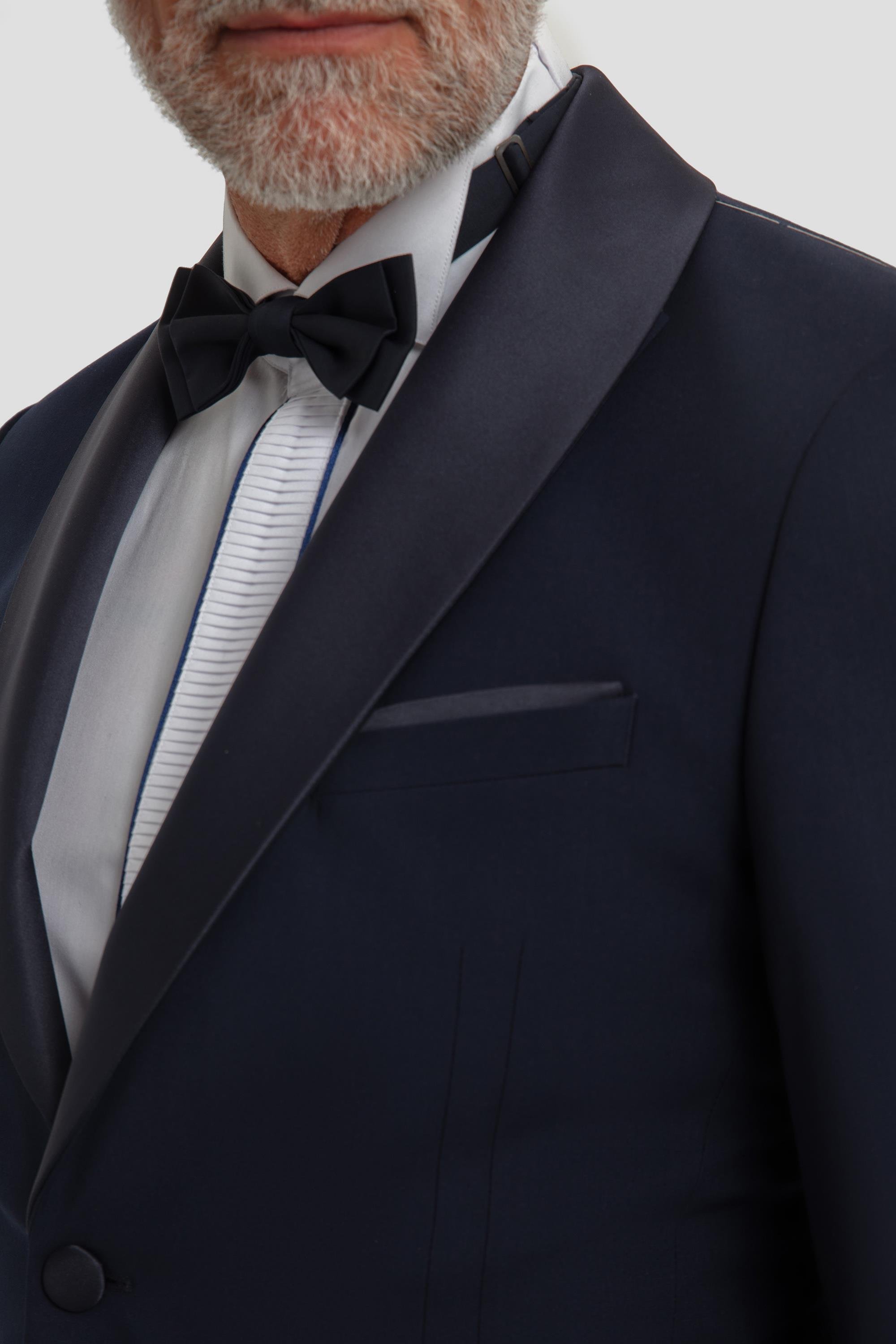 Çıkartılabilir Şal Desenli Smokin Takım Elbise Lacivert - Sabri Özel