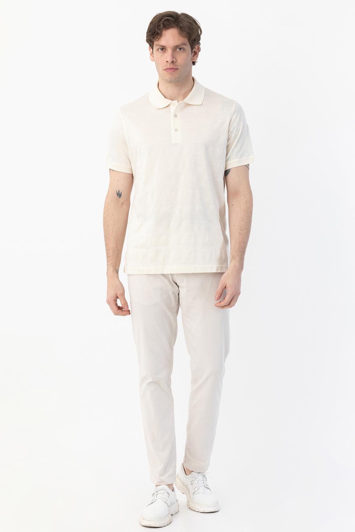 DÜĞMELİ POLO YAKA ERKEK T-SHIRT Kemik - Sabri Özel