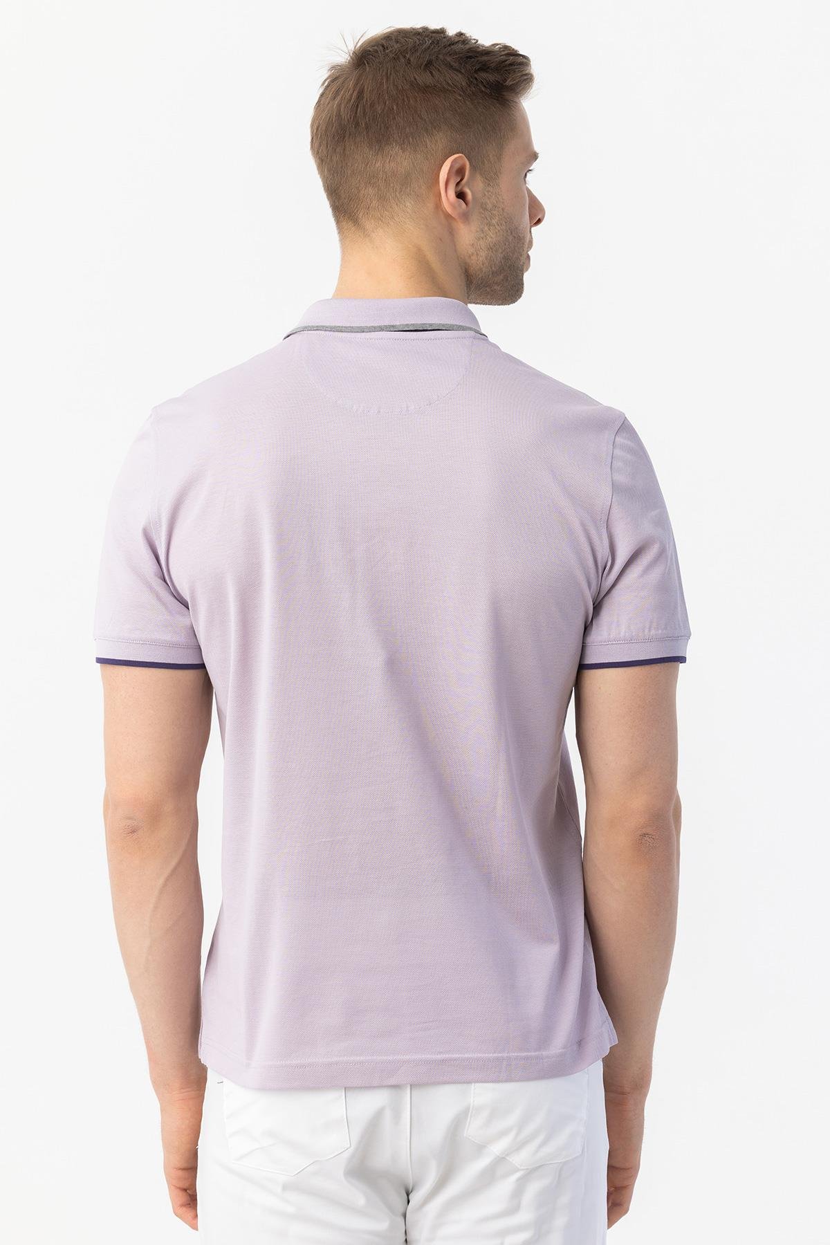 Düğmeli Polo Yaka Erkek T-Shirt Lila - Sabri Özel