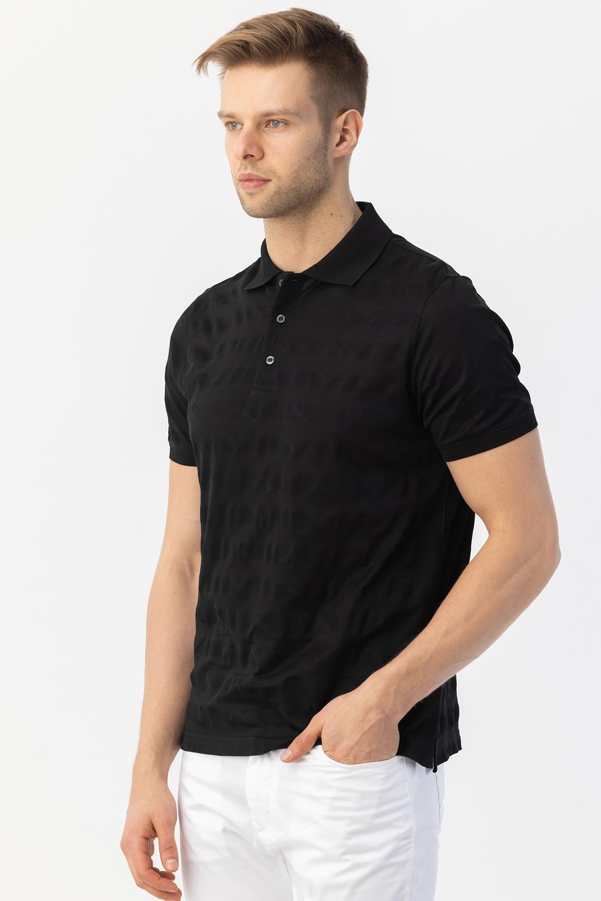 Düğmeli Polo Yakak Erkek T-Shirt Siyah - Sabri Özel