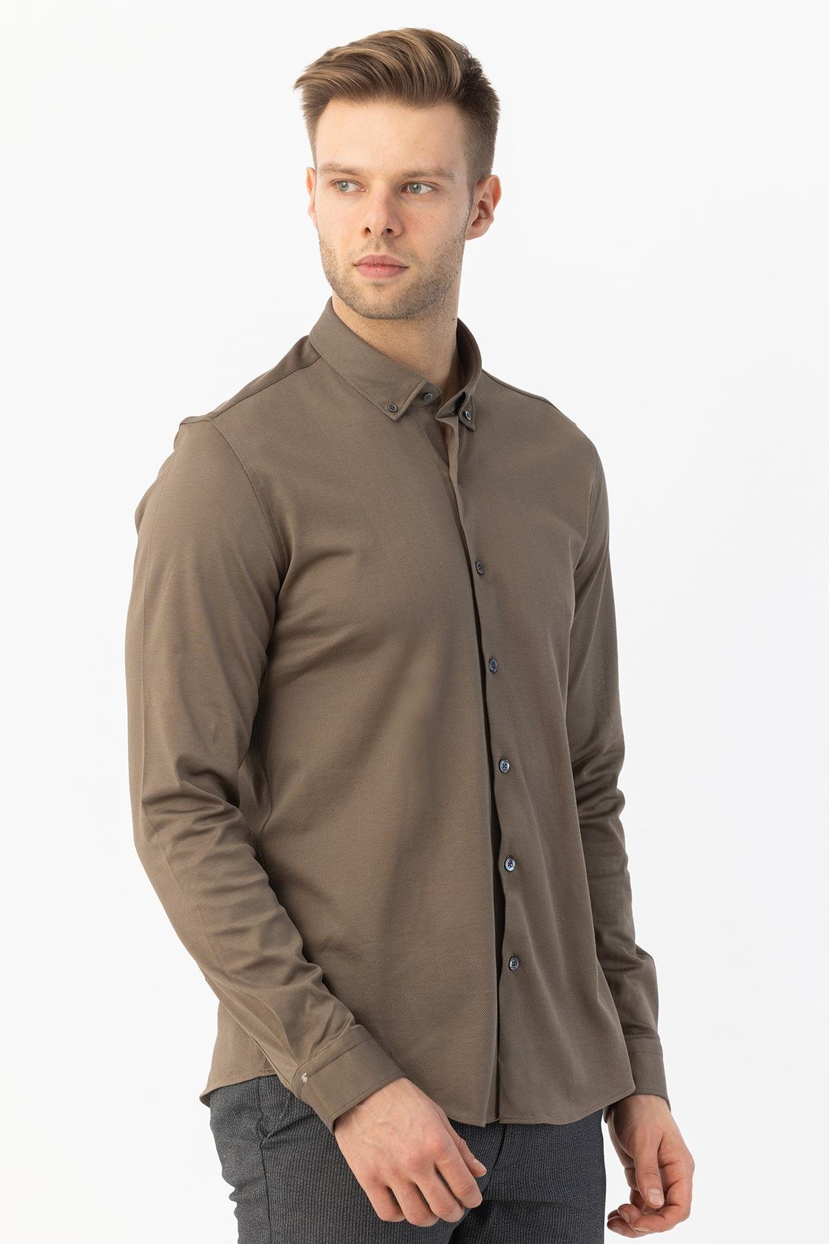 Erkek Gömlek Koyu Haki - Sabri Özel