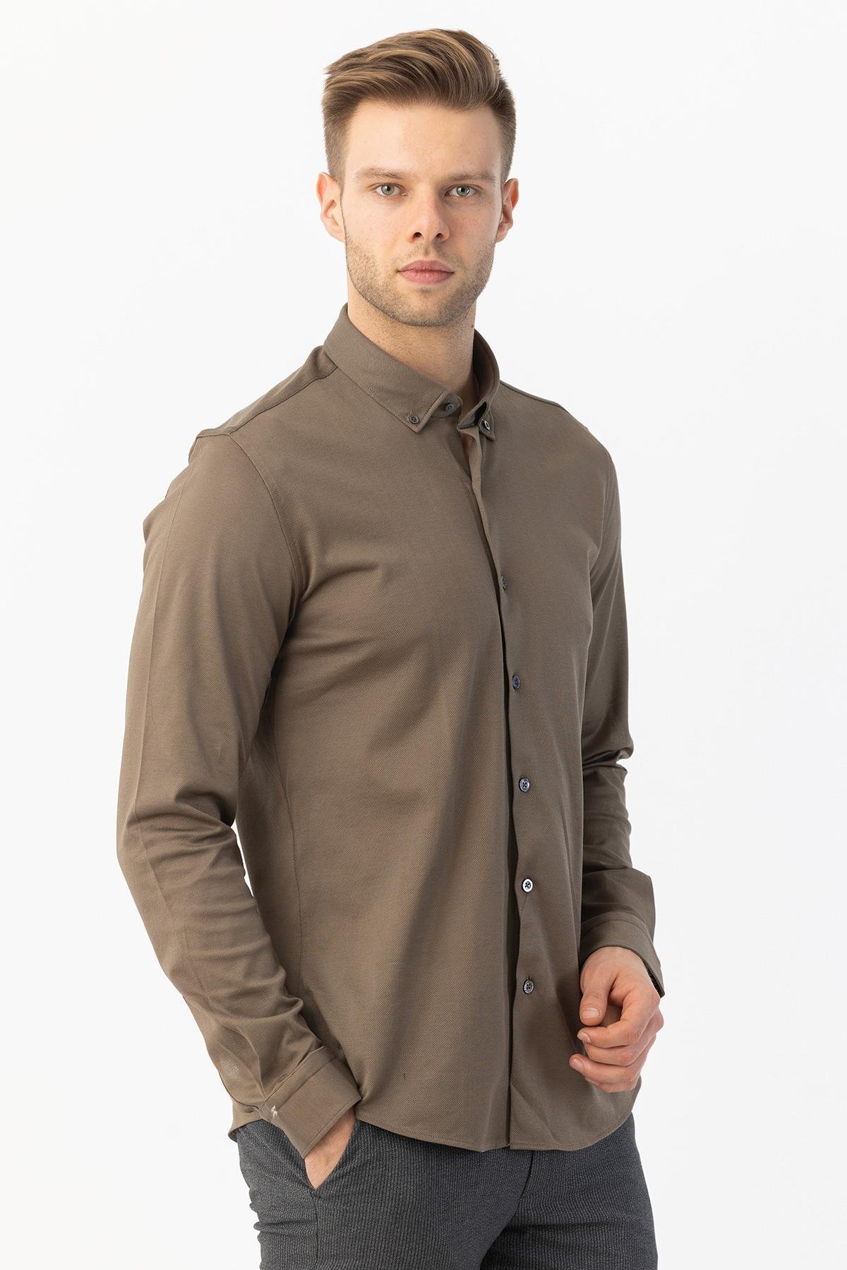 Erkek Gömlek Koyu Haki - Sabri Özel