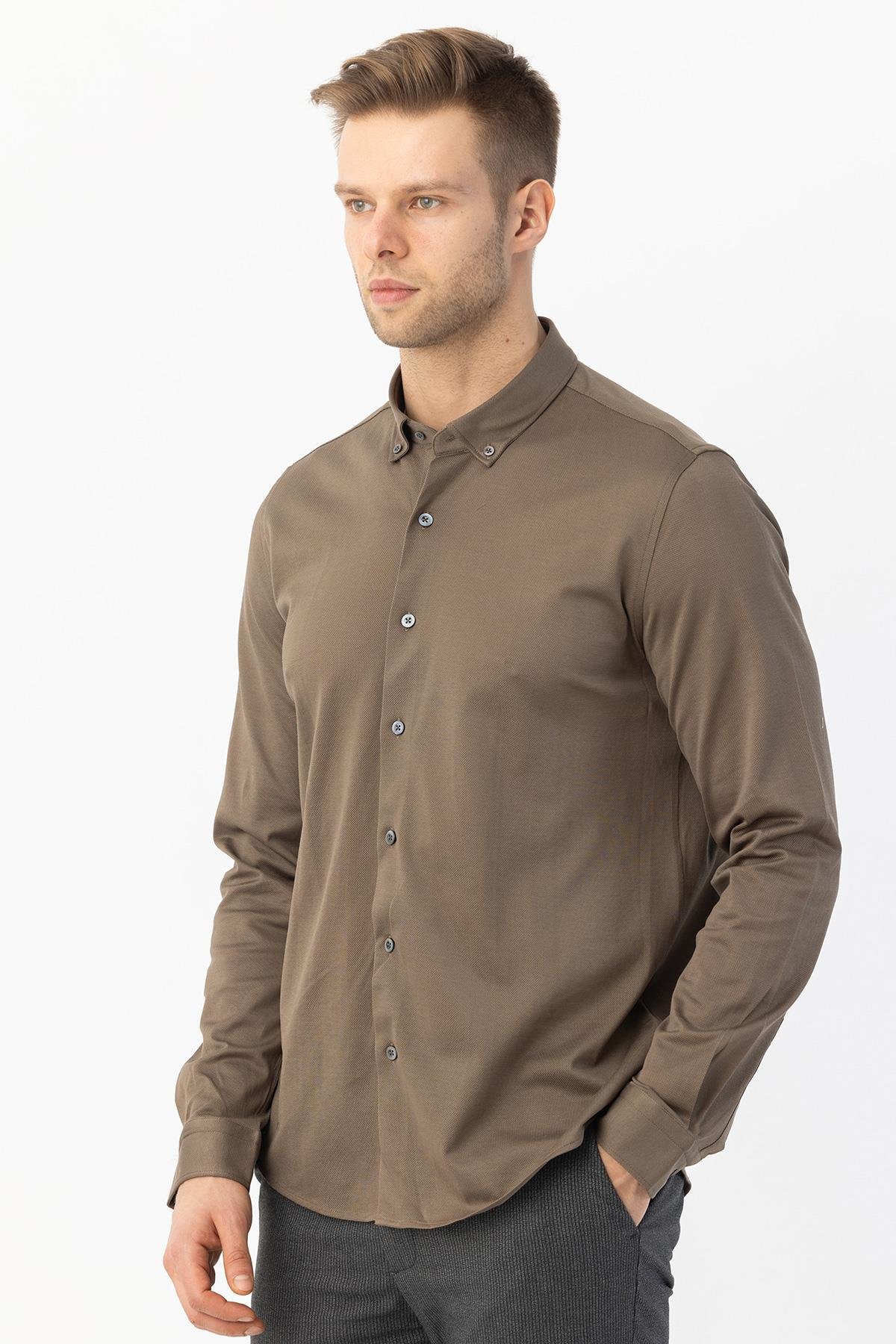 Erkek Gömlek Koyu Haki - Sabri Özel