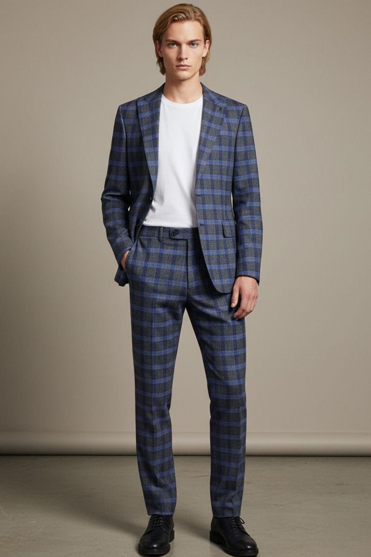 Erkek Takım Elbise Koyu Gri - Sabri Özel