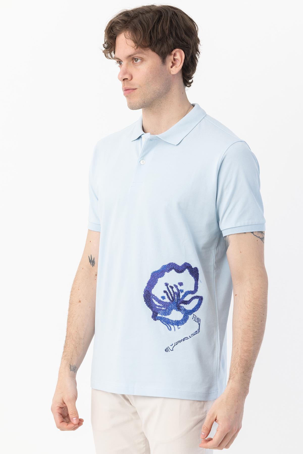 Polo Yaka Erkek T-Shirt Açık Mavi - Sabri Özel