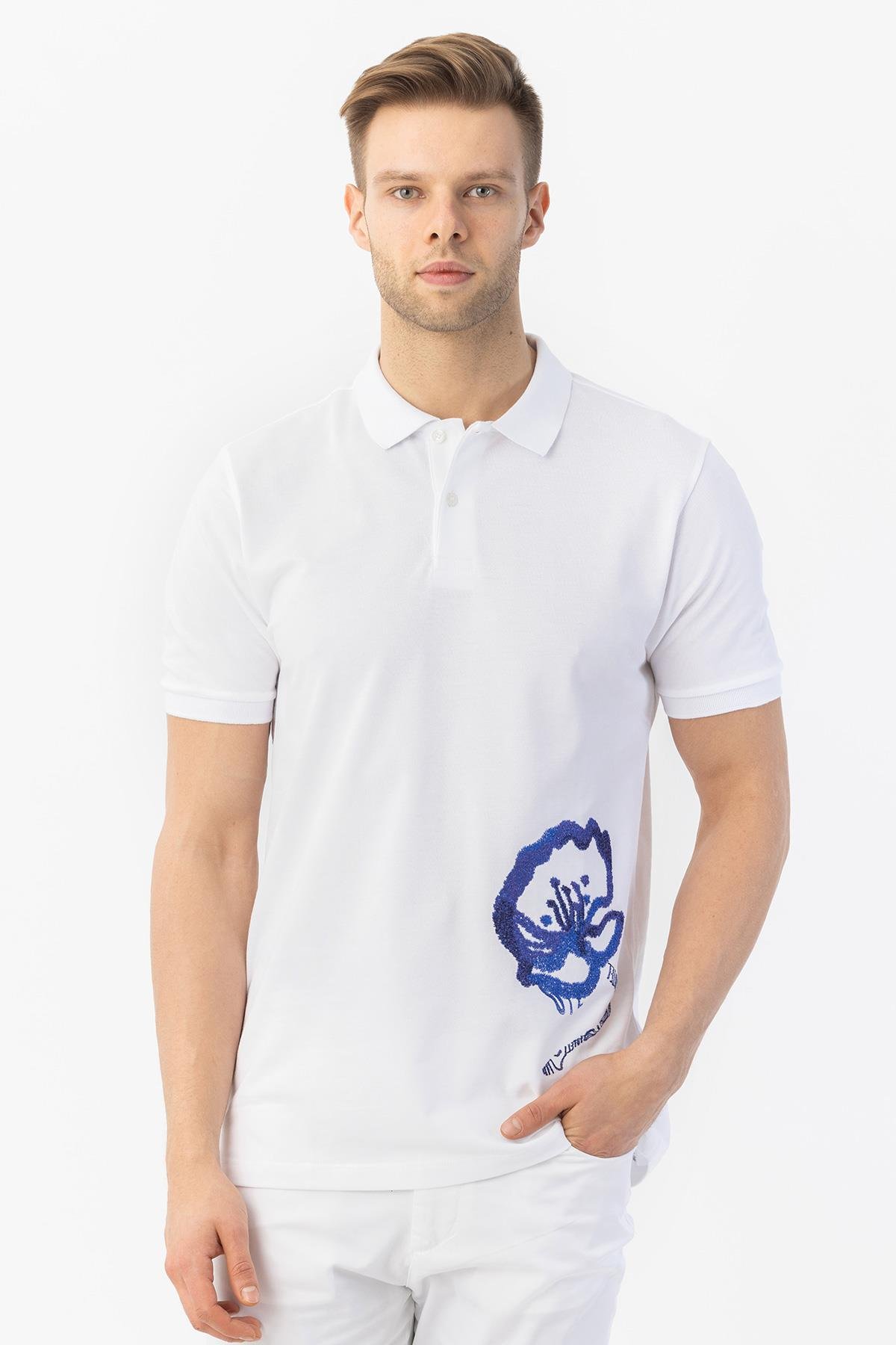 Polo Yaka Erkek T-Shirt Beyaz - Sabri Özel