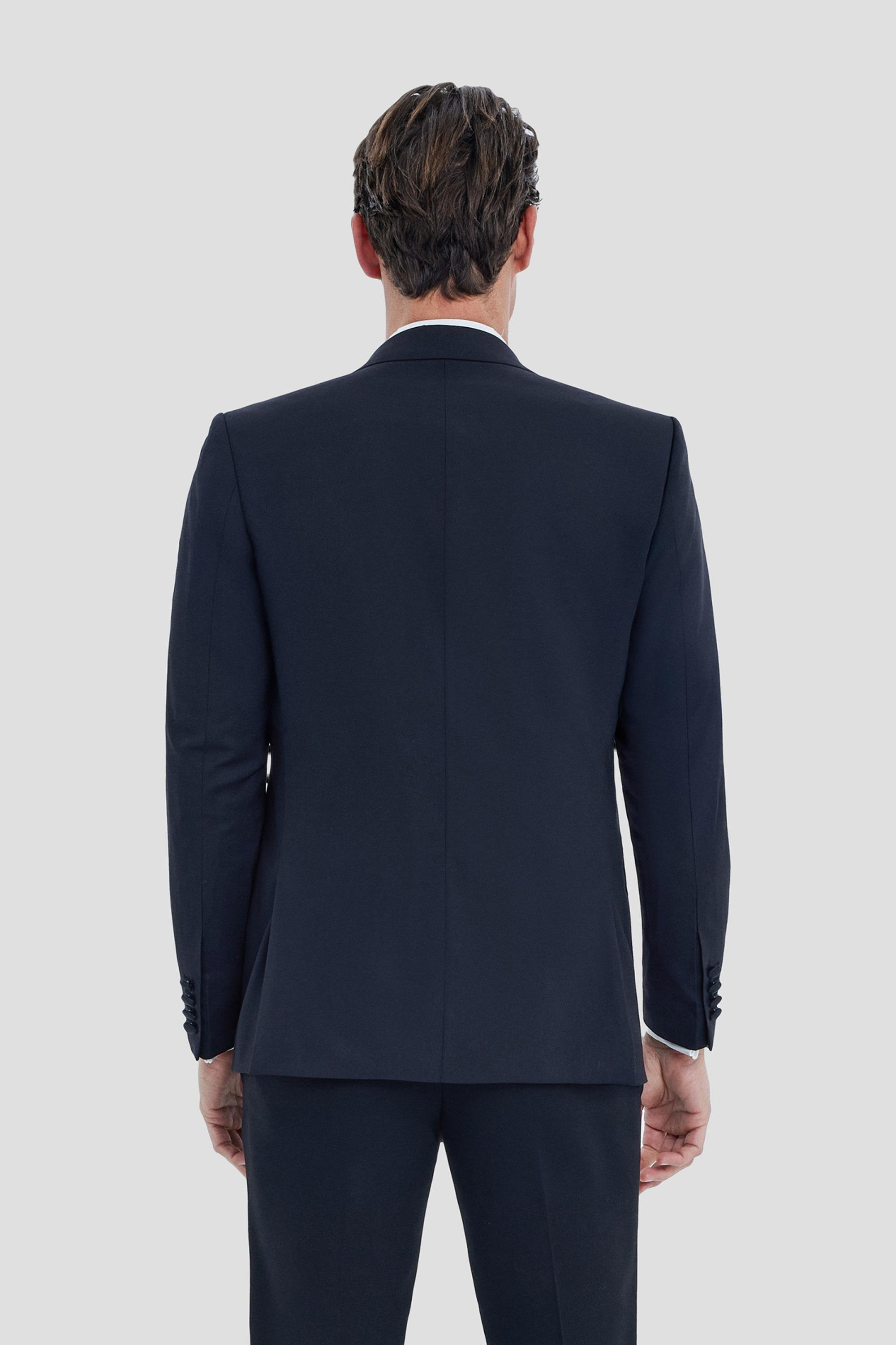 Sivri Yaka Erkek Smokin Takım Elbise Siyah - Sabri Özel