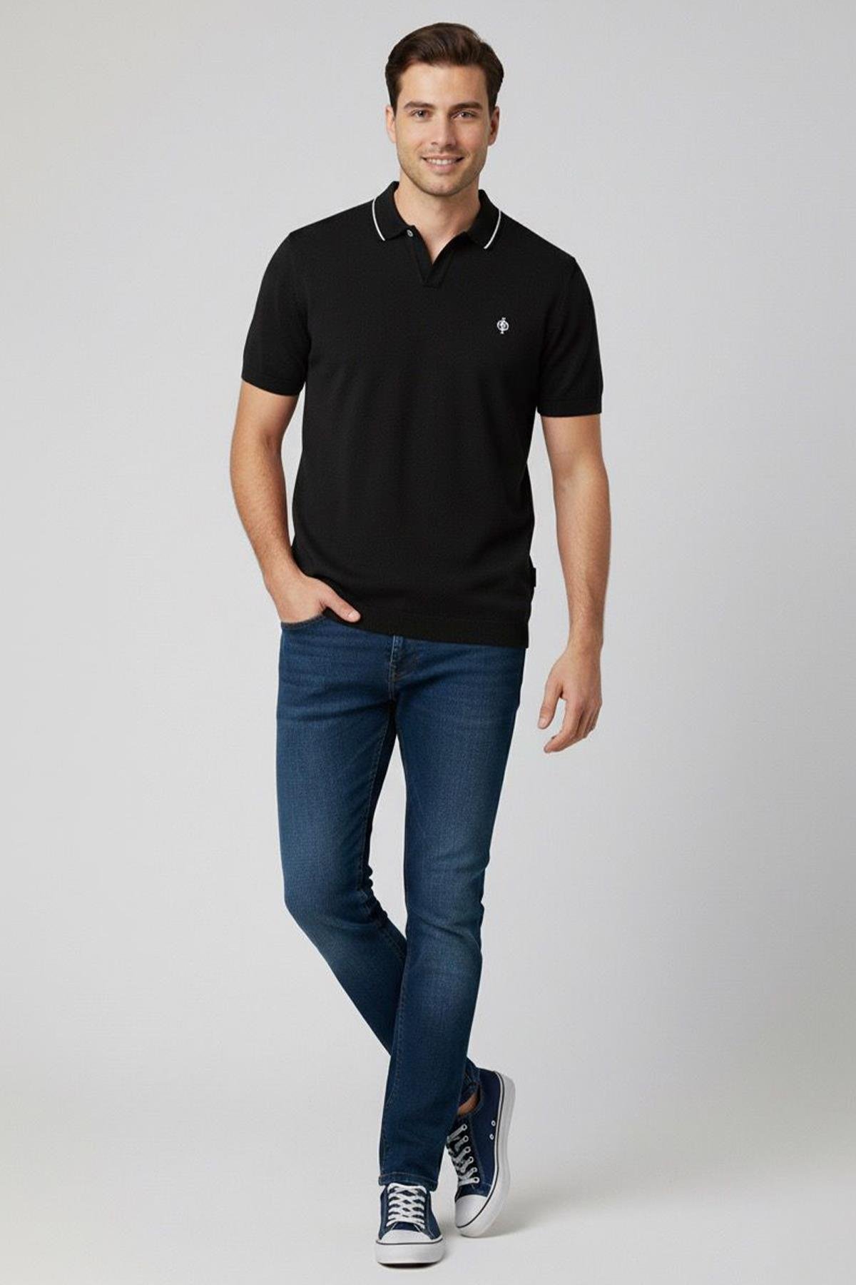 Triko Polo Yaka T-shirt Siyah - Sabri Özel