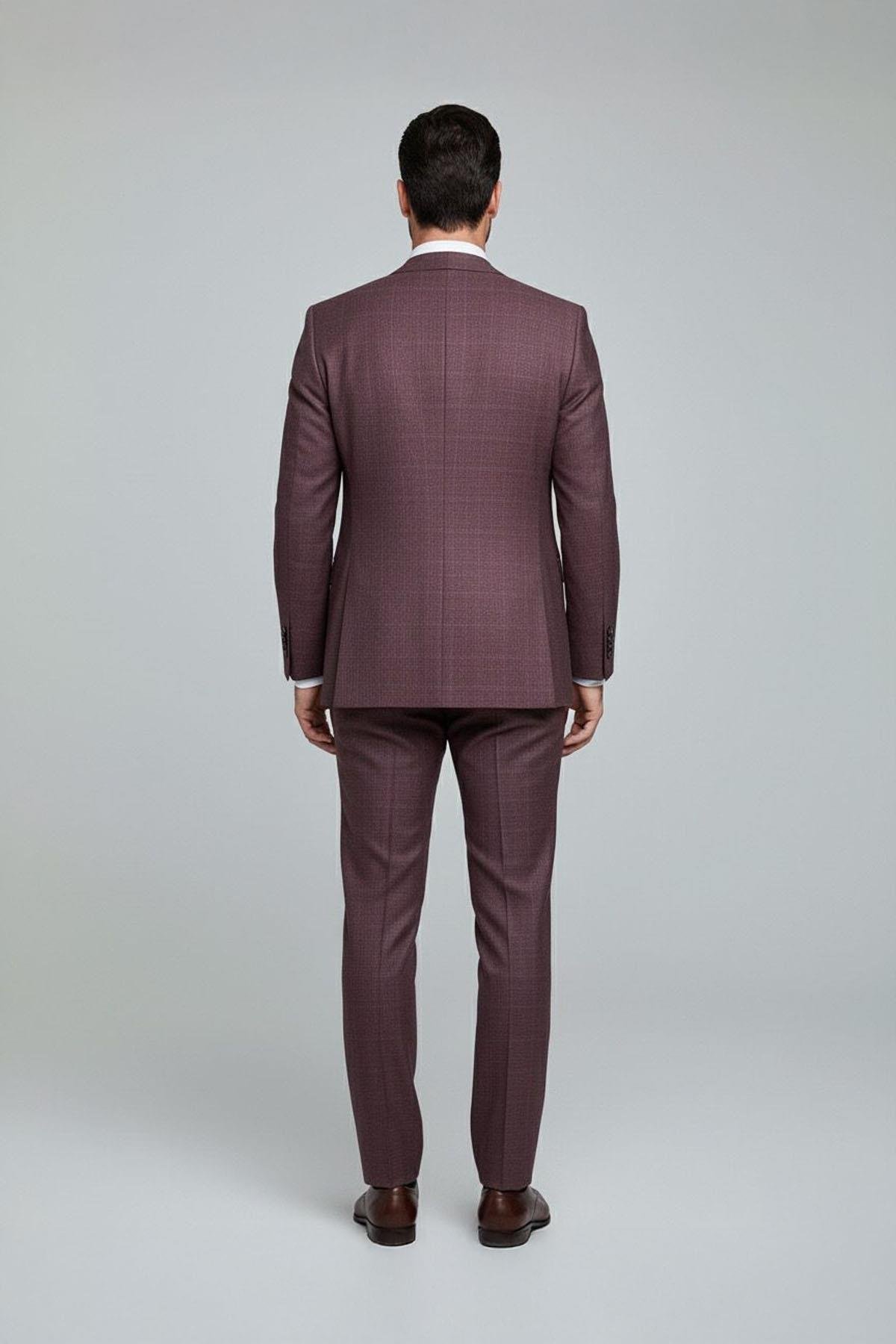 VEST SUIT PRNT Bordo - Sabri Özel