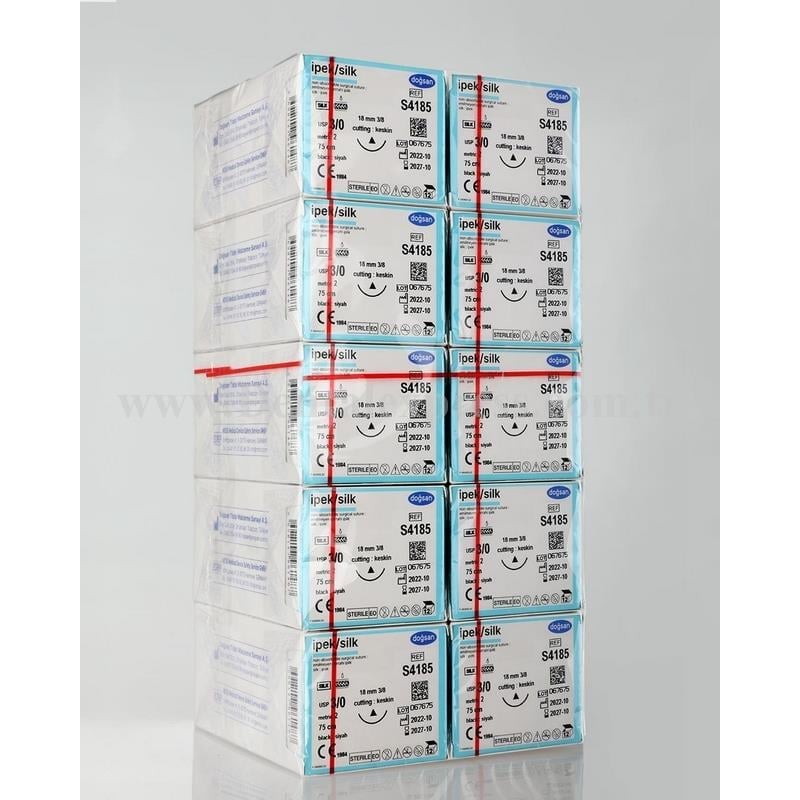 Doğsan İpek 3/0 18 3/8 Keskin (Δ) 75cm İpek Emilemeyen Sütür 10 Kt./Set