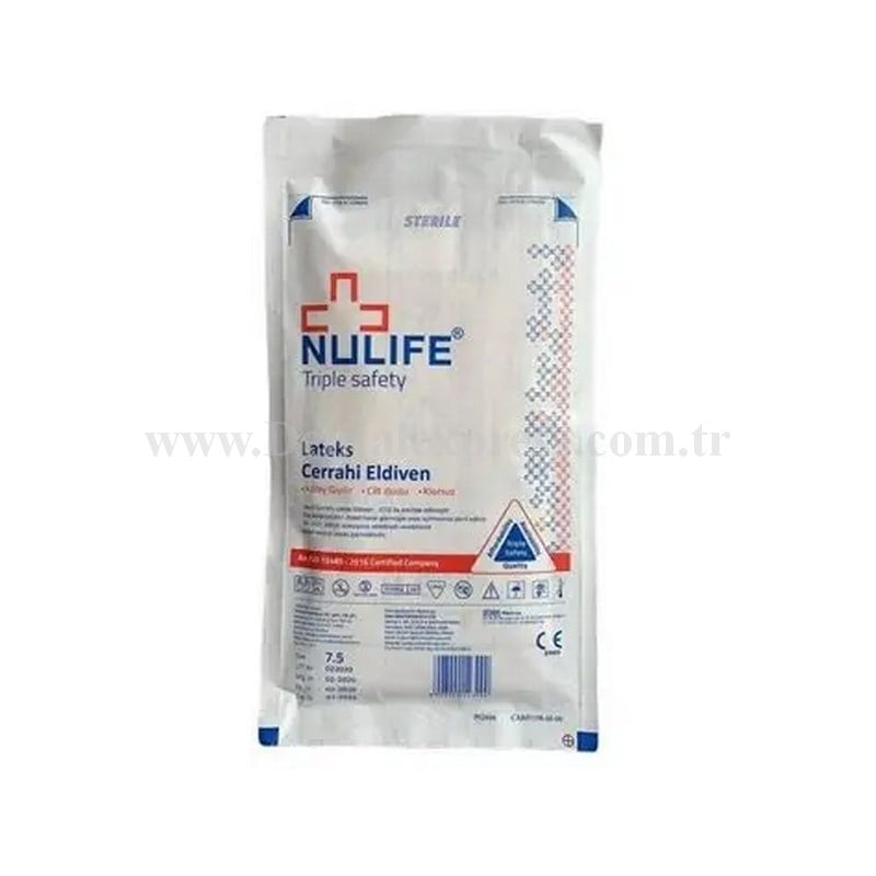 Nulife Lateks Cerrahi Eldiven Pudralı