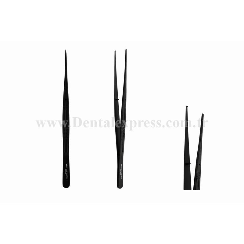 SCHWARZES Düz Dişli Penset Spitzen 0,4mm 15cm