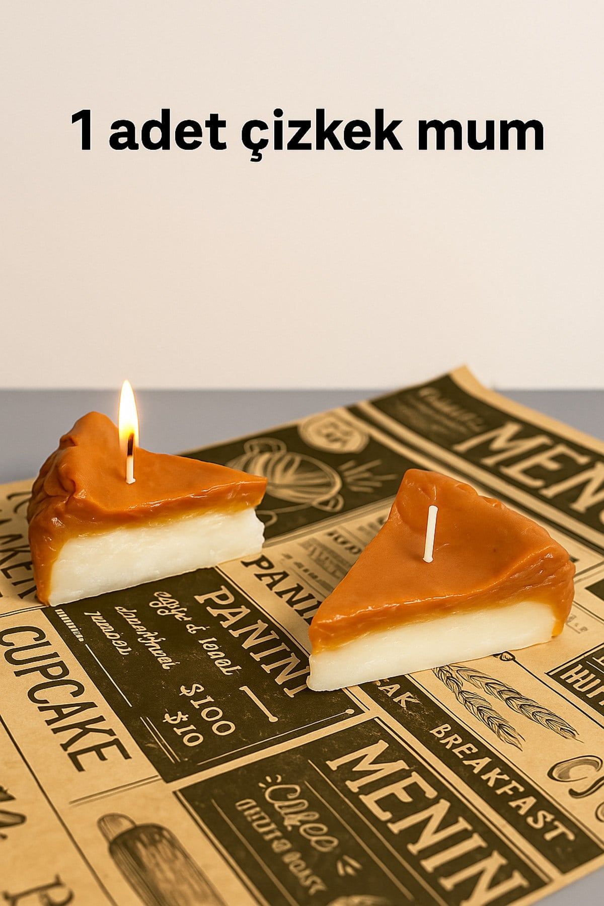 1 Adet Çikolatalı Çizkek Cheesecake Dekoratif Mum Candle