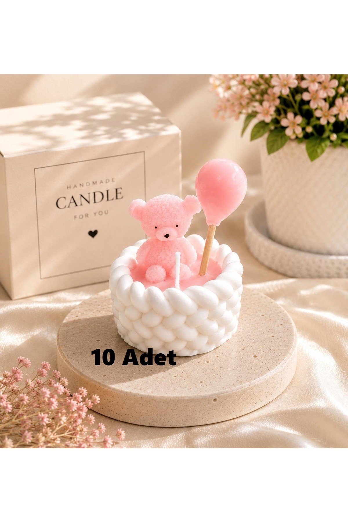 10 Adet Mini Kasede Ayıcıklı MUM Hediyelik Dağıtmalık Bebek Doğumgünü Babyshower Parti Mevlüt