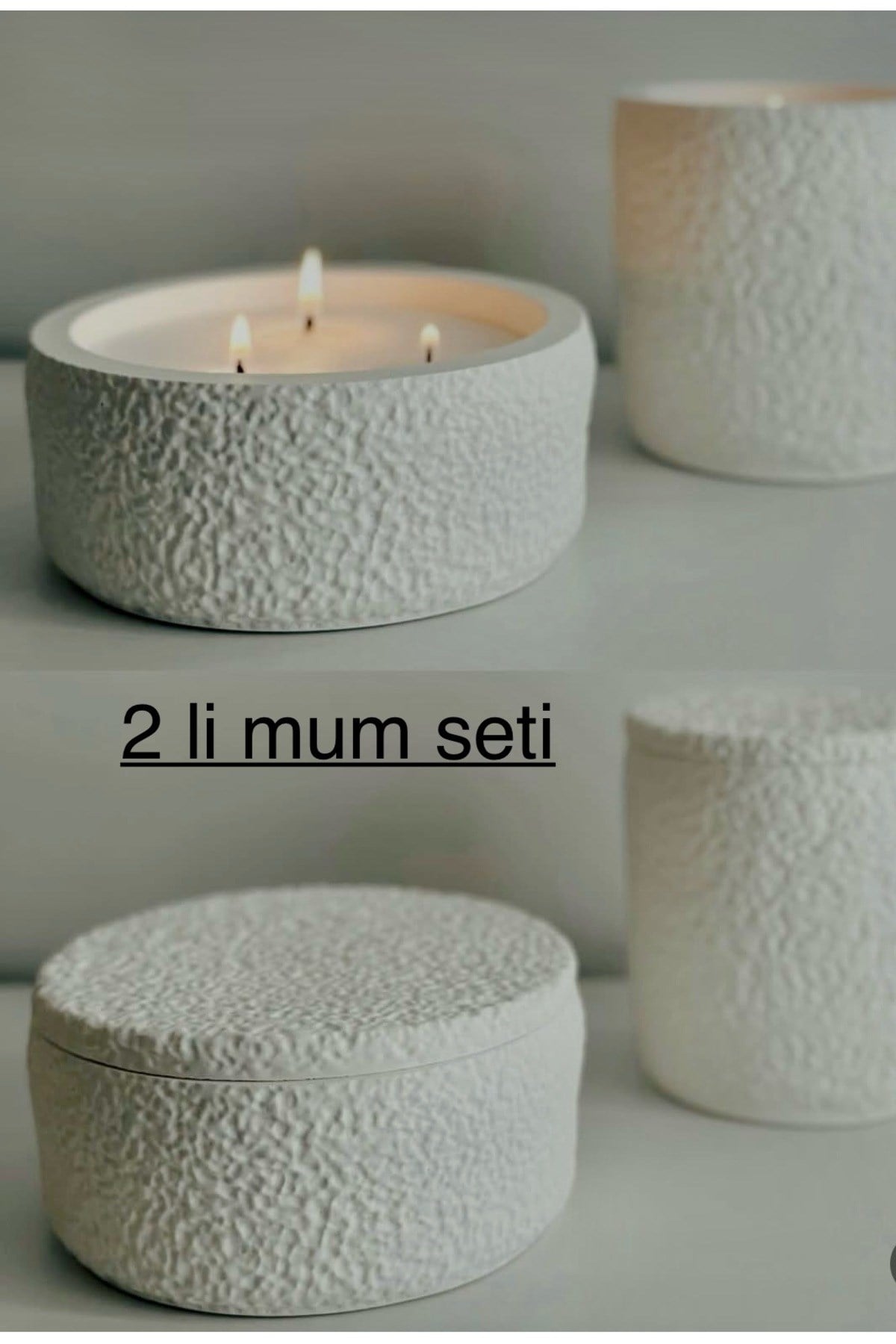 2li Set Dokulu Kase Kokulu Mum Lumiere Tamisee Scented Candle
