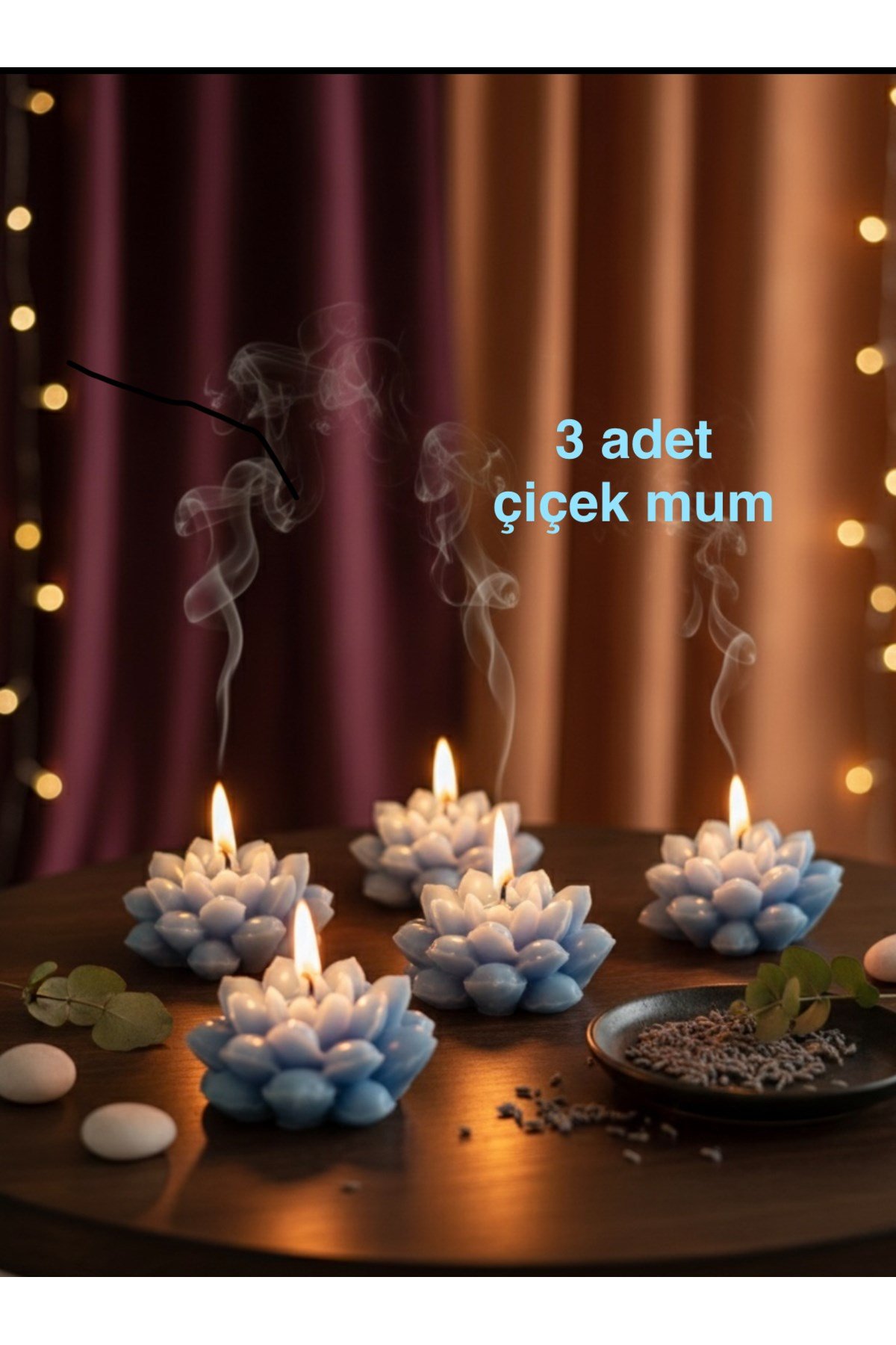 3 Adet Çiçek Mum