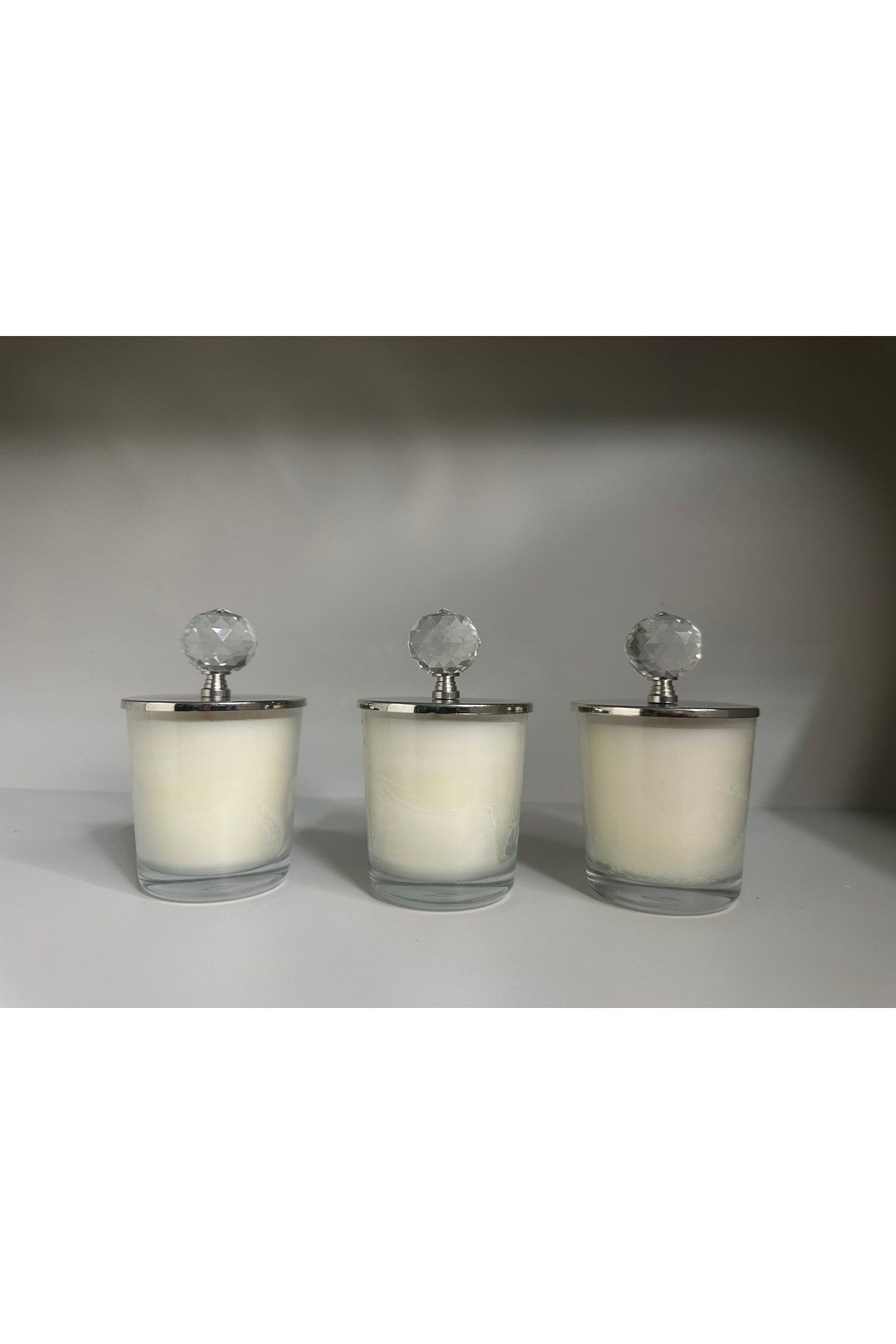 3 Adet Kristal Başlı Set Mum