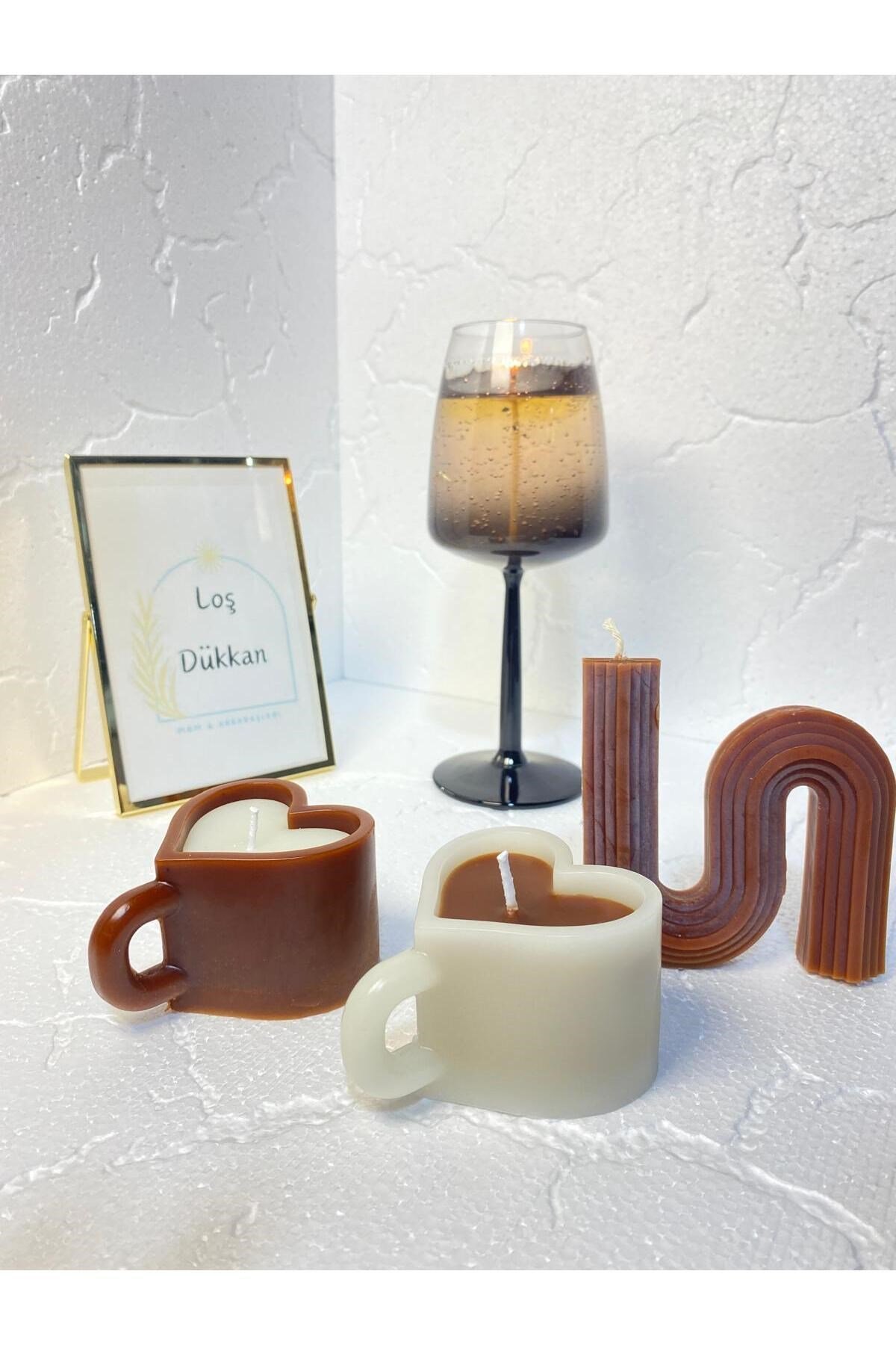 3 lü Set - S şekilli Mum,Kalpli Fincan Şekilli Mum