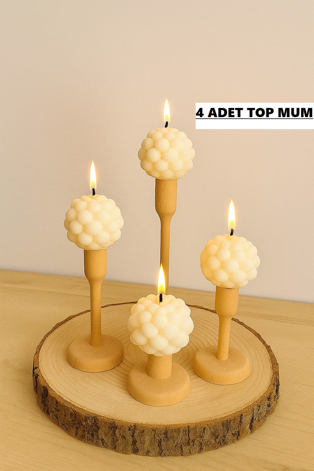 4 Adet Bubble Top Dekoratif Kokulu Mum - Pearly Candle - İnci Mum Soya Wax Vegan Mum