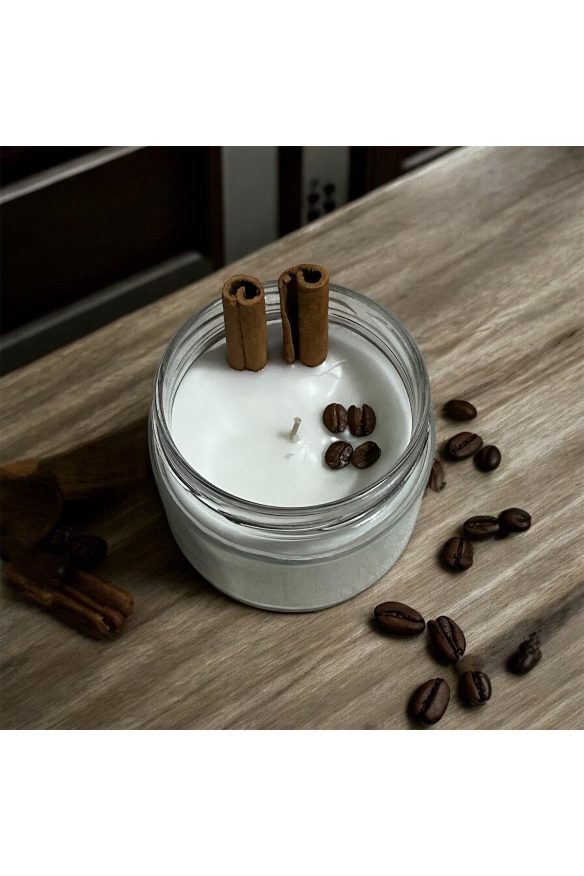 Cam Kavanoz Kahve Kokulu Soya Wax Dekoratif Mum