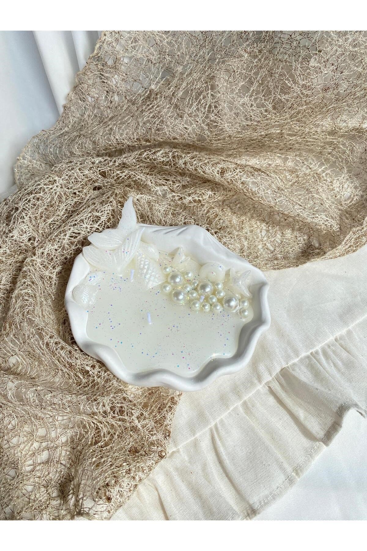 İstiridye Deniz Kabuğu İncili Tasarım Mum Soya Wax Mum