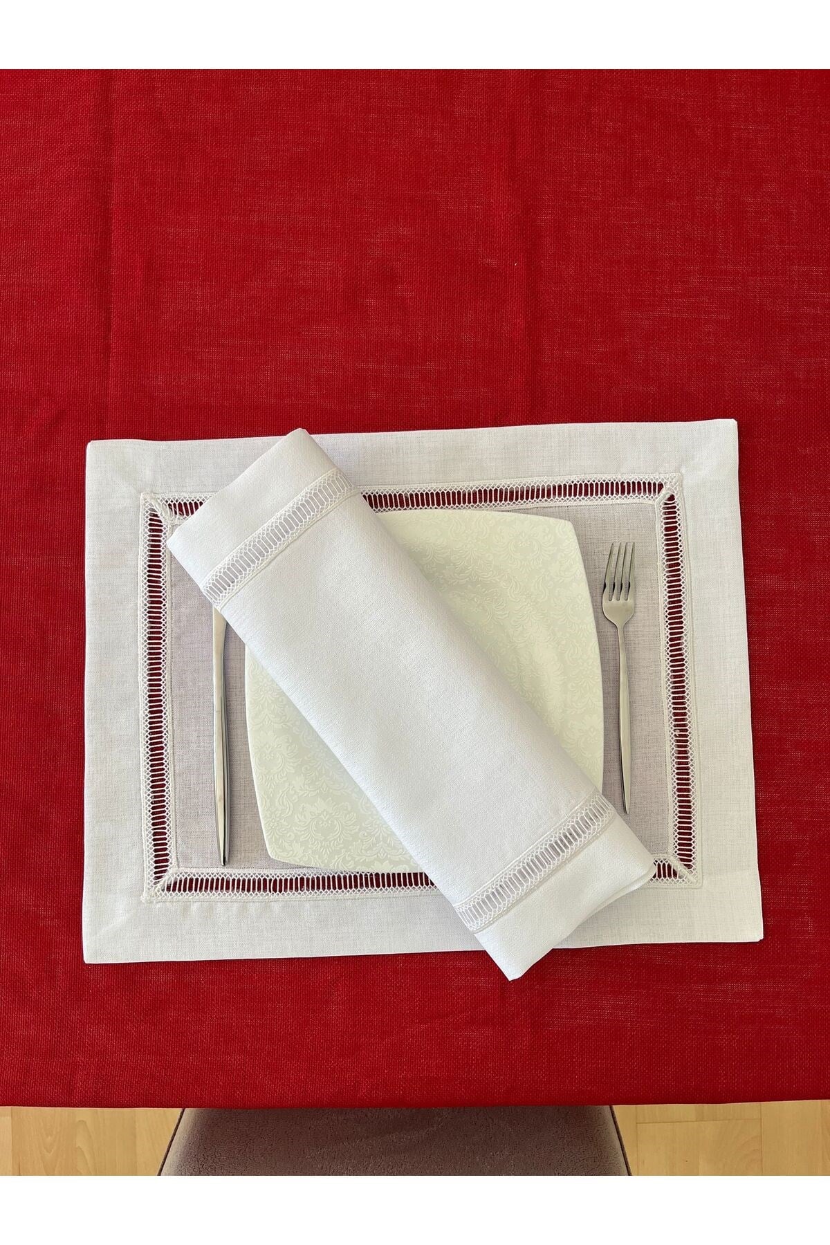 Kolber Detaylı Dertsiz Keten Amerikan Servis 35 x 50cm 2 Adet