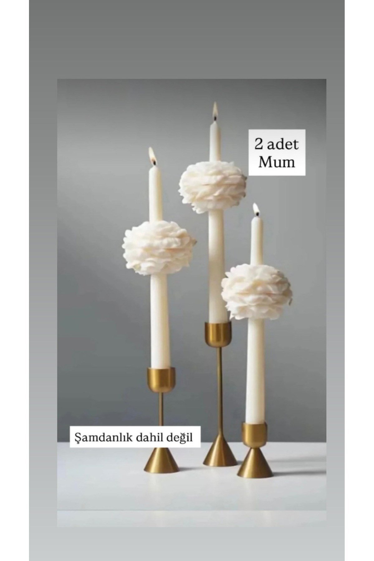 Şakayıklı Şamdan Mum - Konsept Tasarım Ortası Çiçekli Şamdan Mumu Şakayık Çiçeği