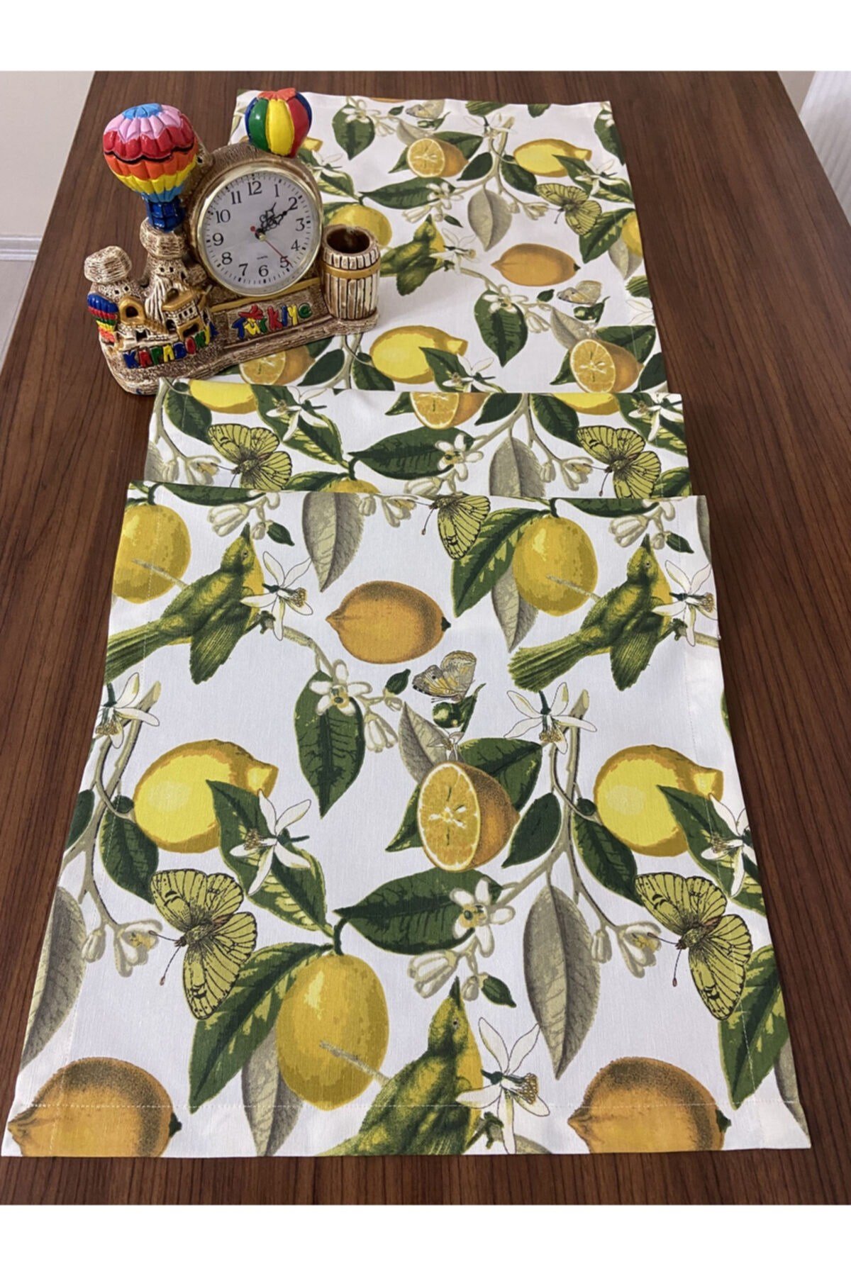 Sıvıya Ve Lekeye Dayanıklı Limon Desenli Runner