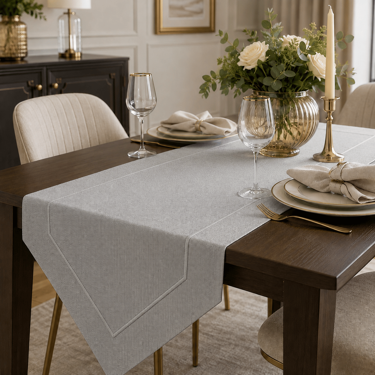 Zeren Home Piko Detaylı Çeyizlik Runner | Keten Görünümlü Dekoratif Salon ve Yemek Masası Örtüsü | Özel Ölçü 40 x 225
