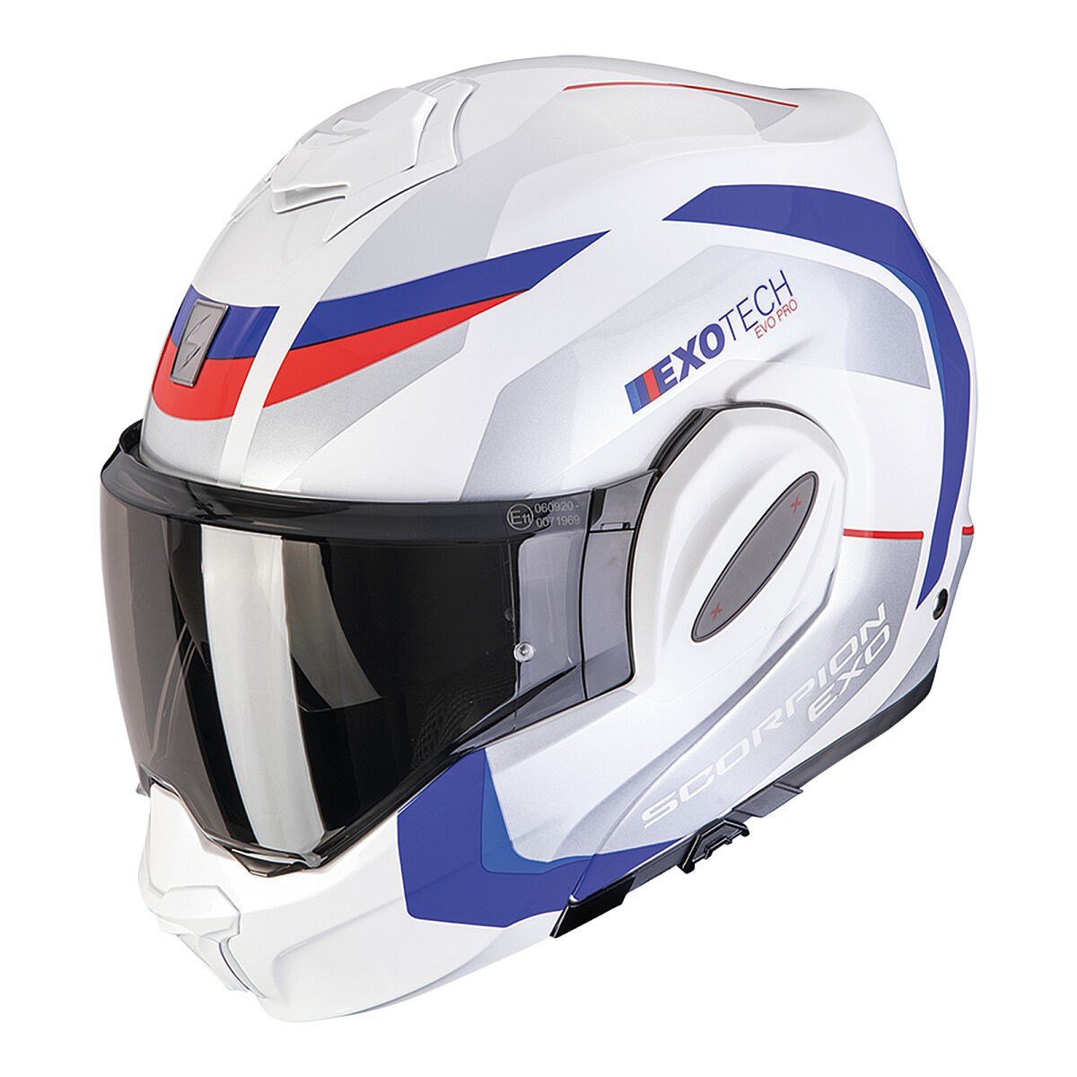 SCORPİON EXO-TECH EVO PRO ACUTİ ÇENE AÇILABİLİR MOTOSİKLET BEYAZ / MAVİ / KIRMIZISCORPIONÇene Açılır Kasklar