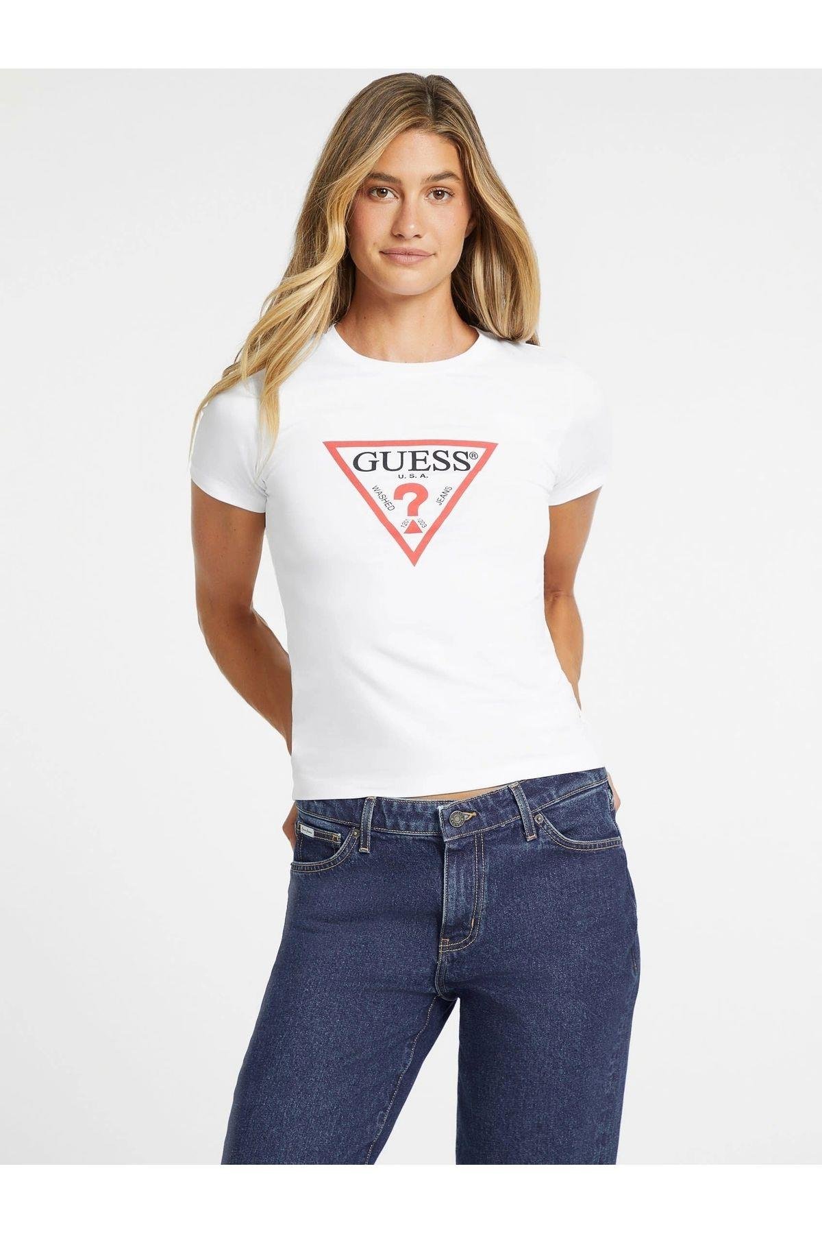Jeans Gj Ss Cn Slım Iconıc Kadın Beyaz T-shirt W4yı04j1314-g011