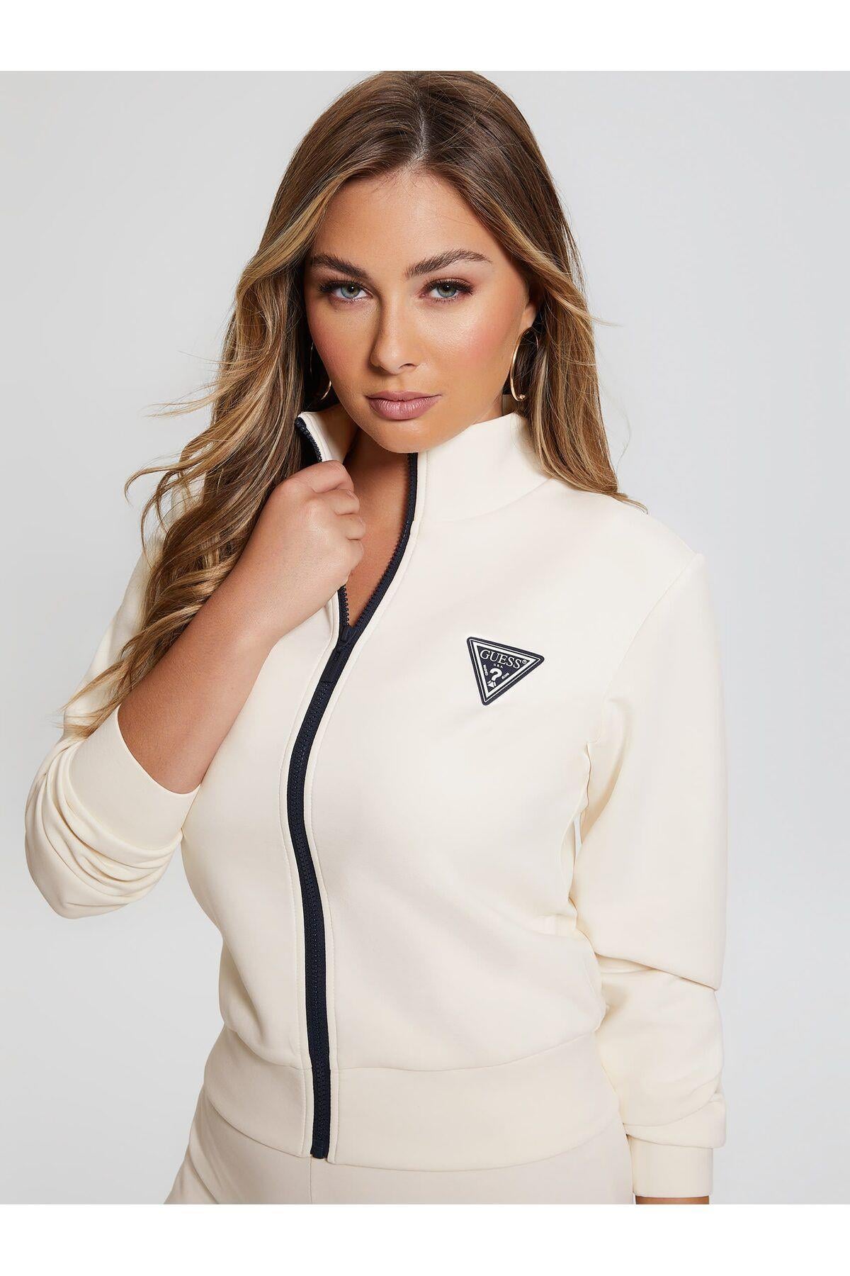 Kadın Ann Aktif Scuba Fermuarlı Sweatshirt - Krem