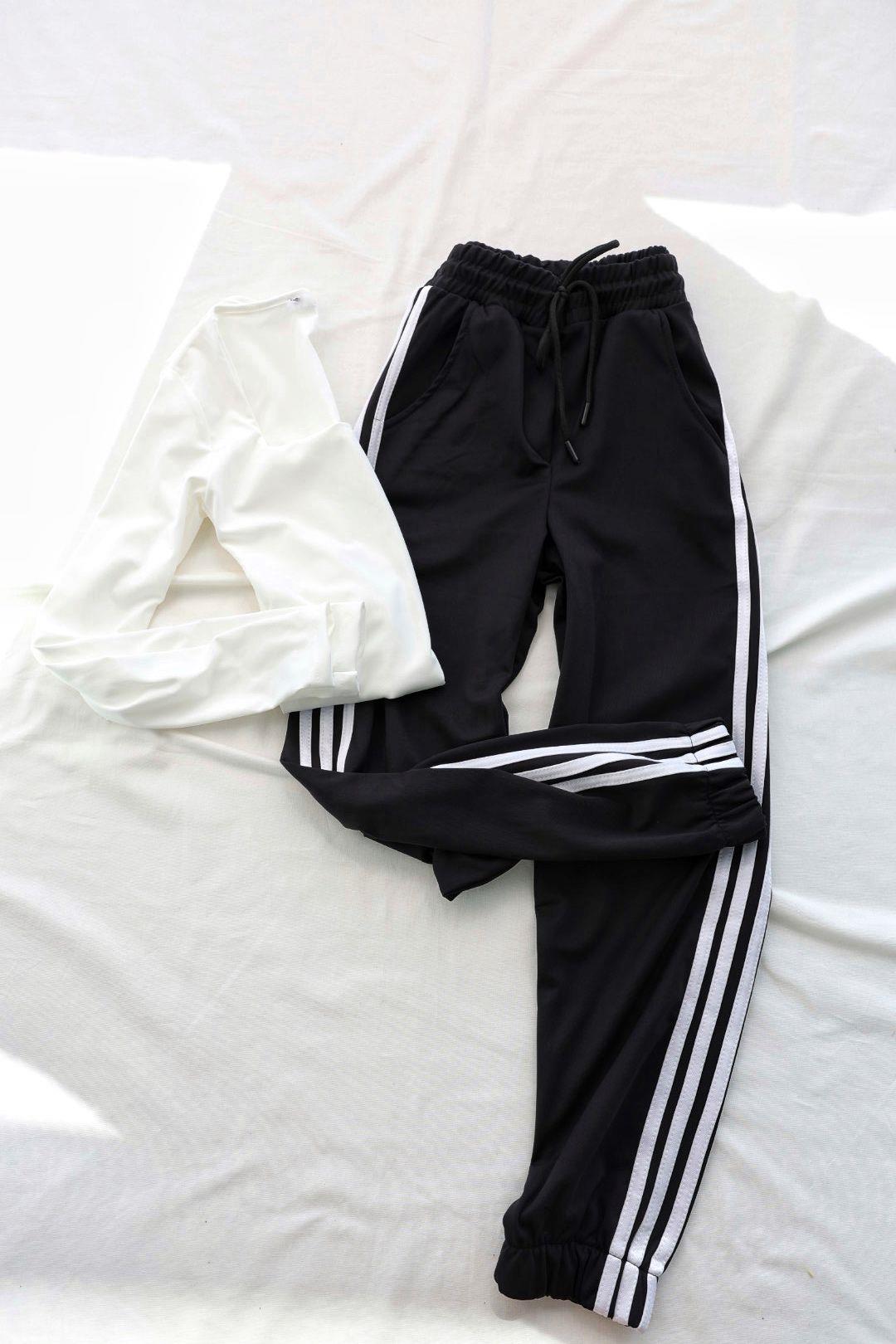 EşofmanŞardonlu Şeritli Paça Lastik Eşofman