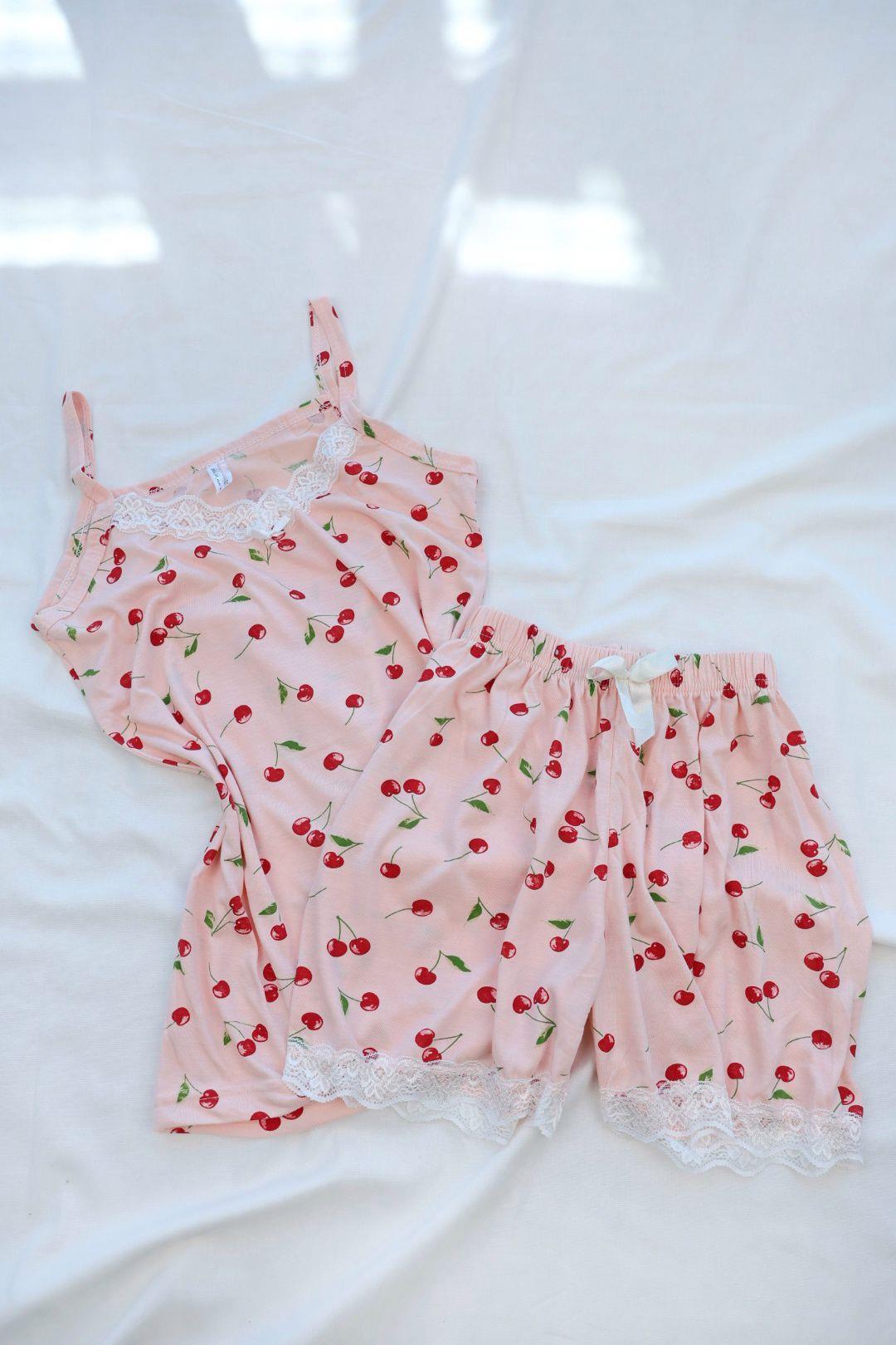 Pijama TakımAskılı Dantelli Şort Takım