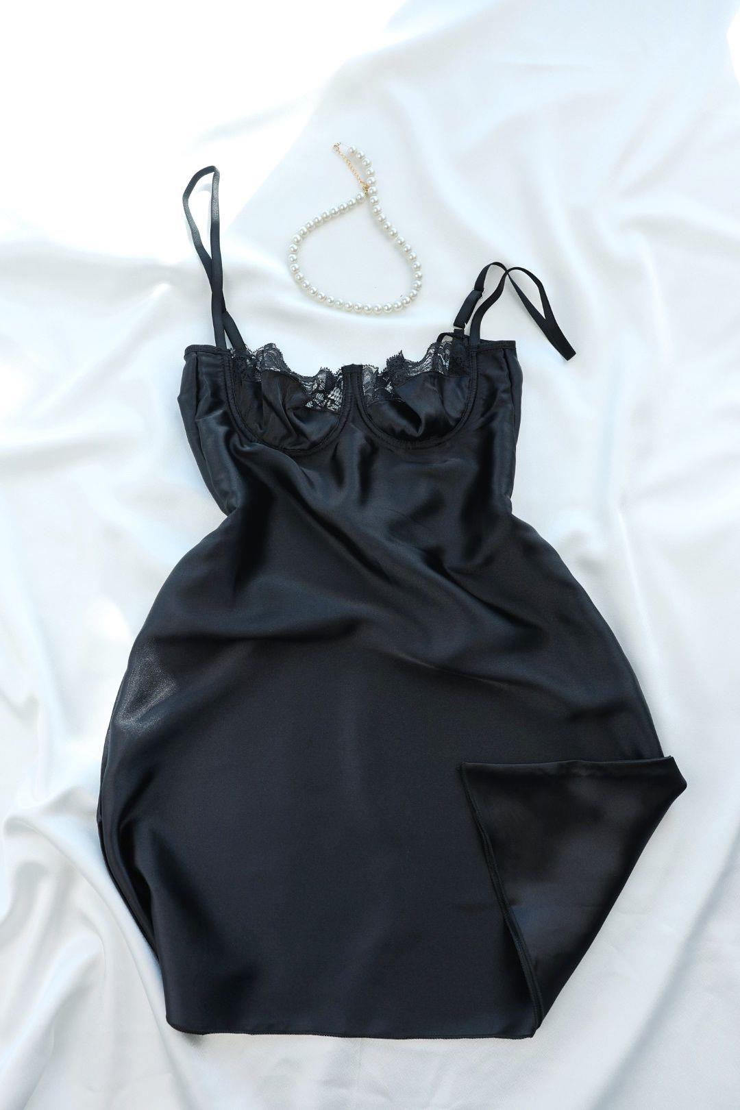 GecelikDantelli Balenli Saten Gecelik