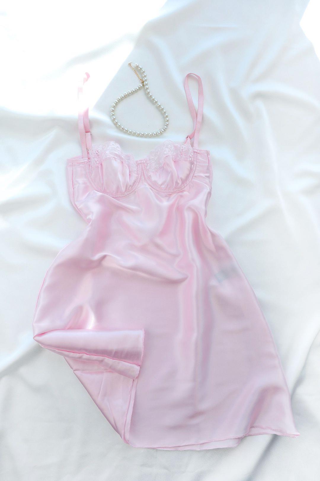 GecelikDantelli Balenli Saten Gecelik