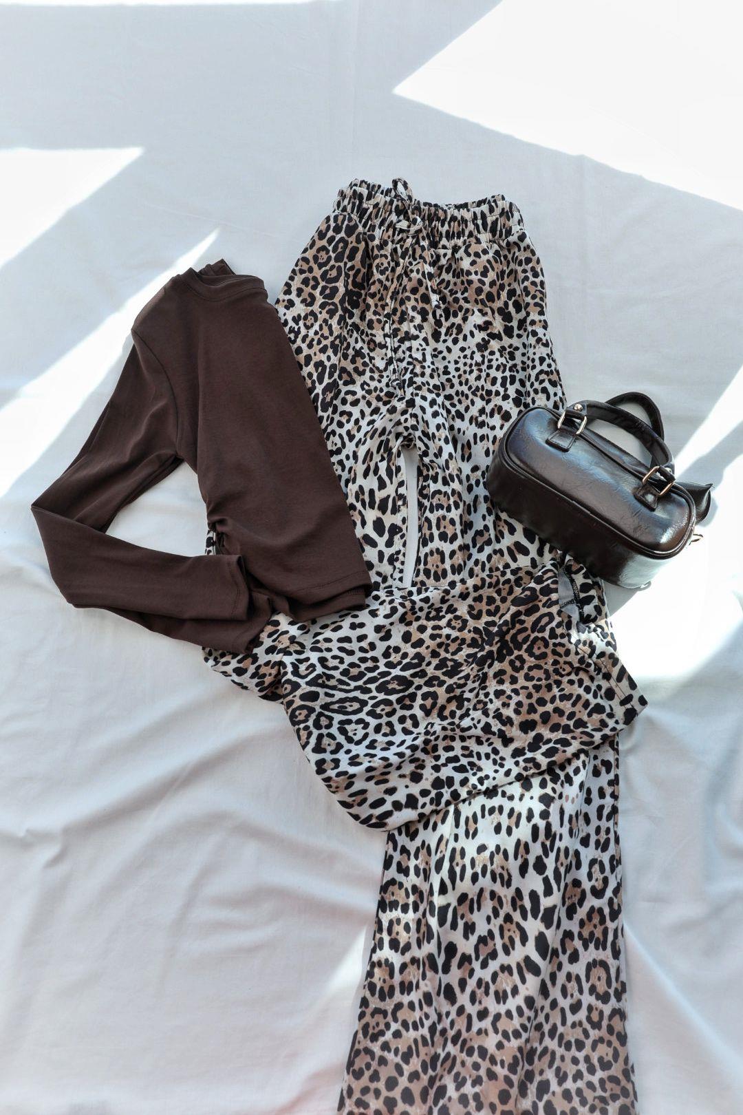 EşofmanCepli Leopar Plazzo Pantolon