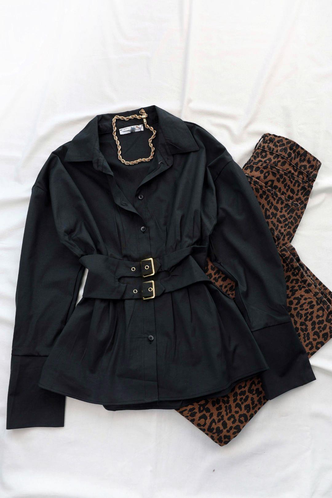 GömlekGeniş Kemerli Poplin Gömlek