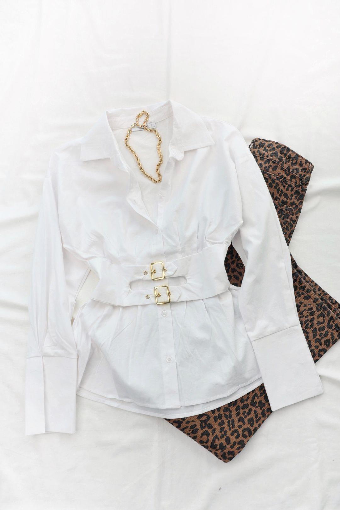 GömlekGeniş Kemerli Poplin Gömlek