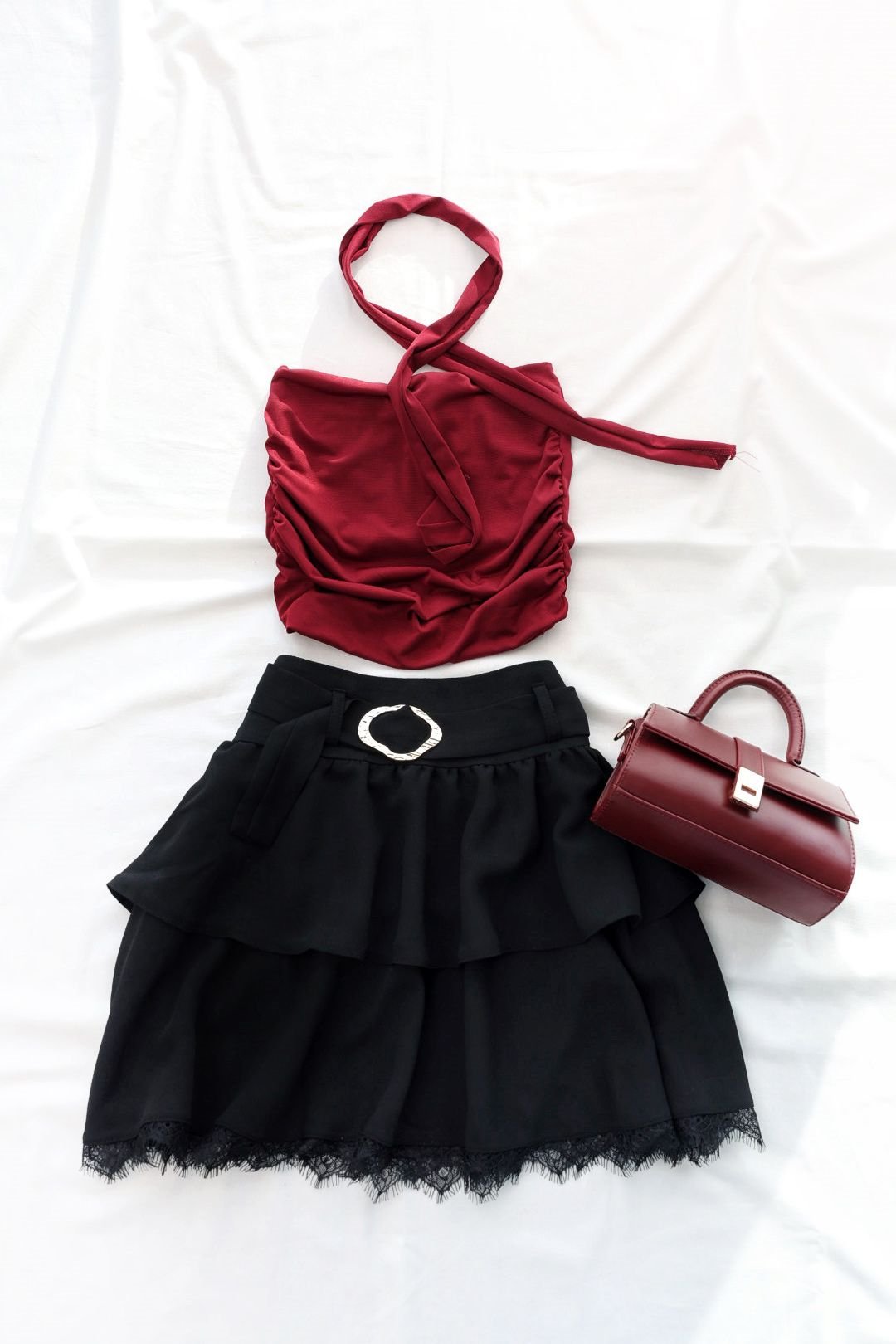 EtekGold Tokalı Dantelli Mini Etek