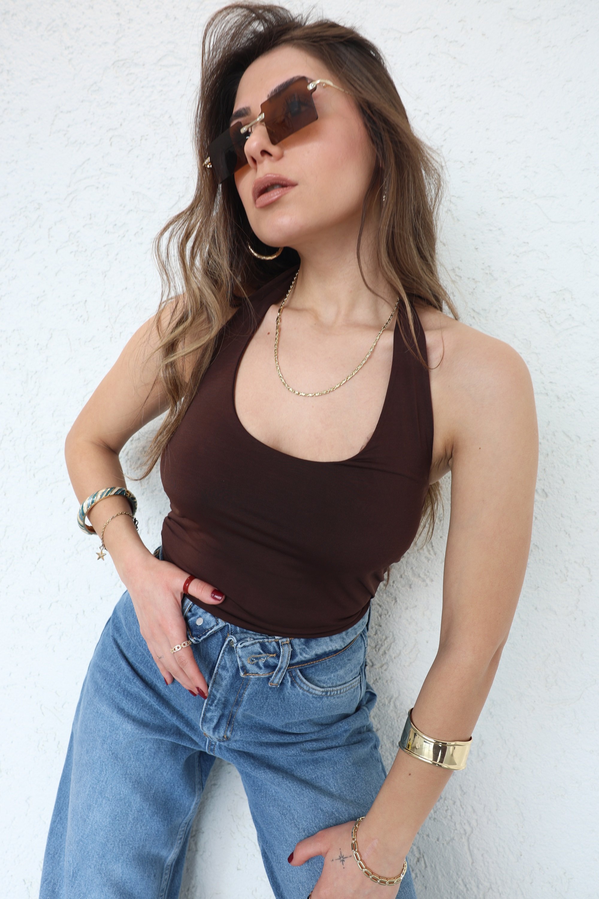 CroptopsBoyun Geçmeli Crop