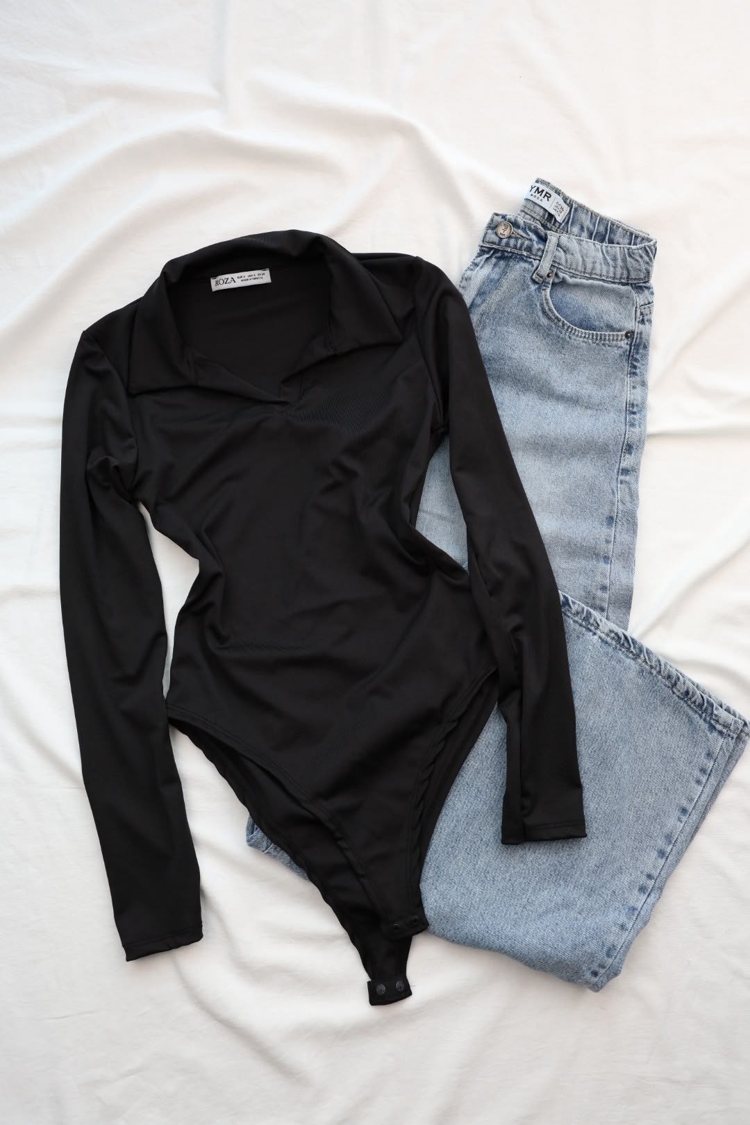 BodysuitPolo Yaka Uzun Kol Bodysuit