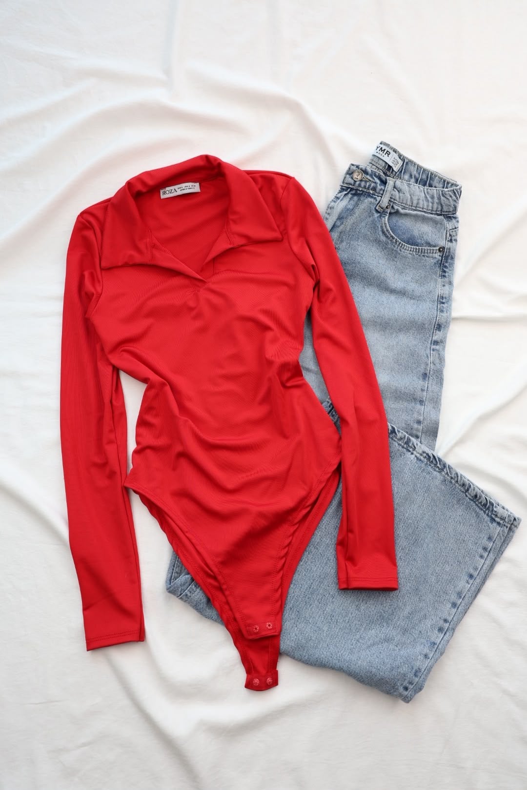 BodysuitPolo Yaka Uzun Kol Bodysuit
