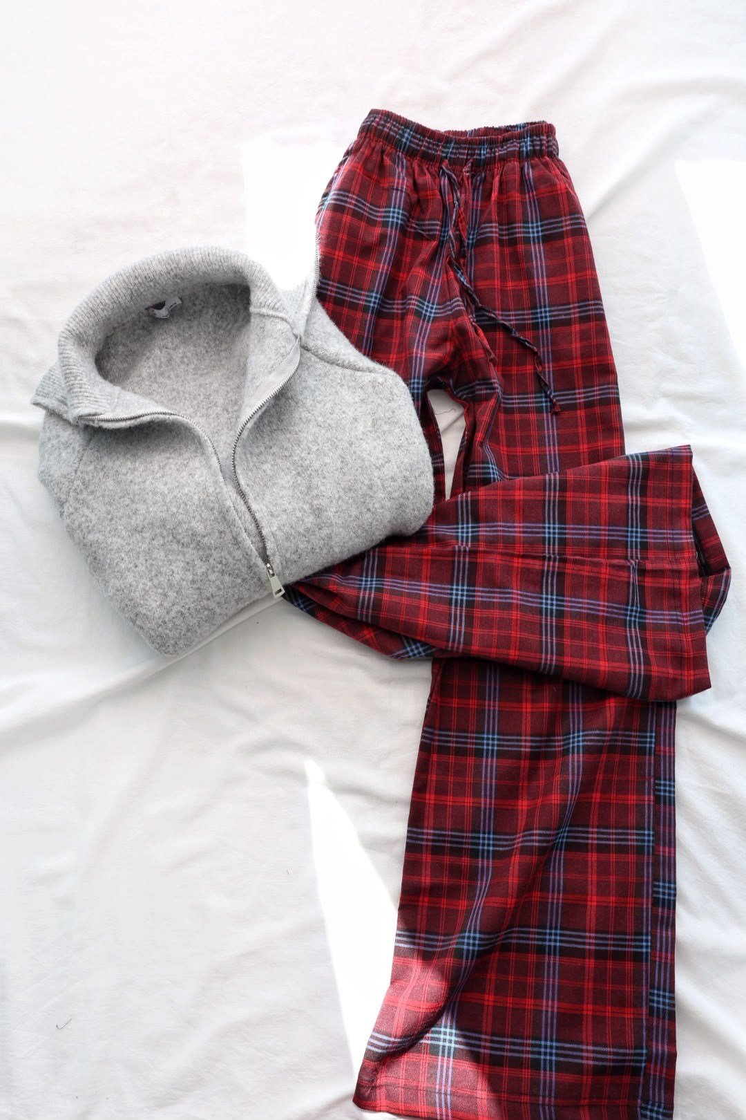 PantolonBel İpli Ekose Bol Pantolon