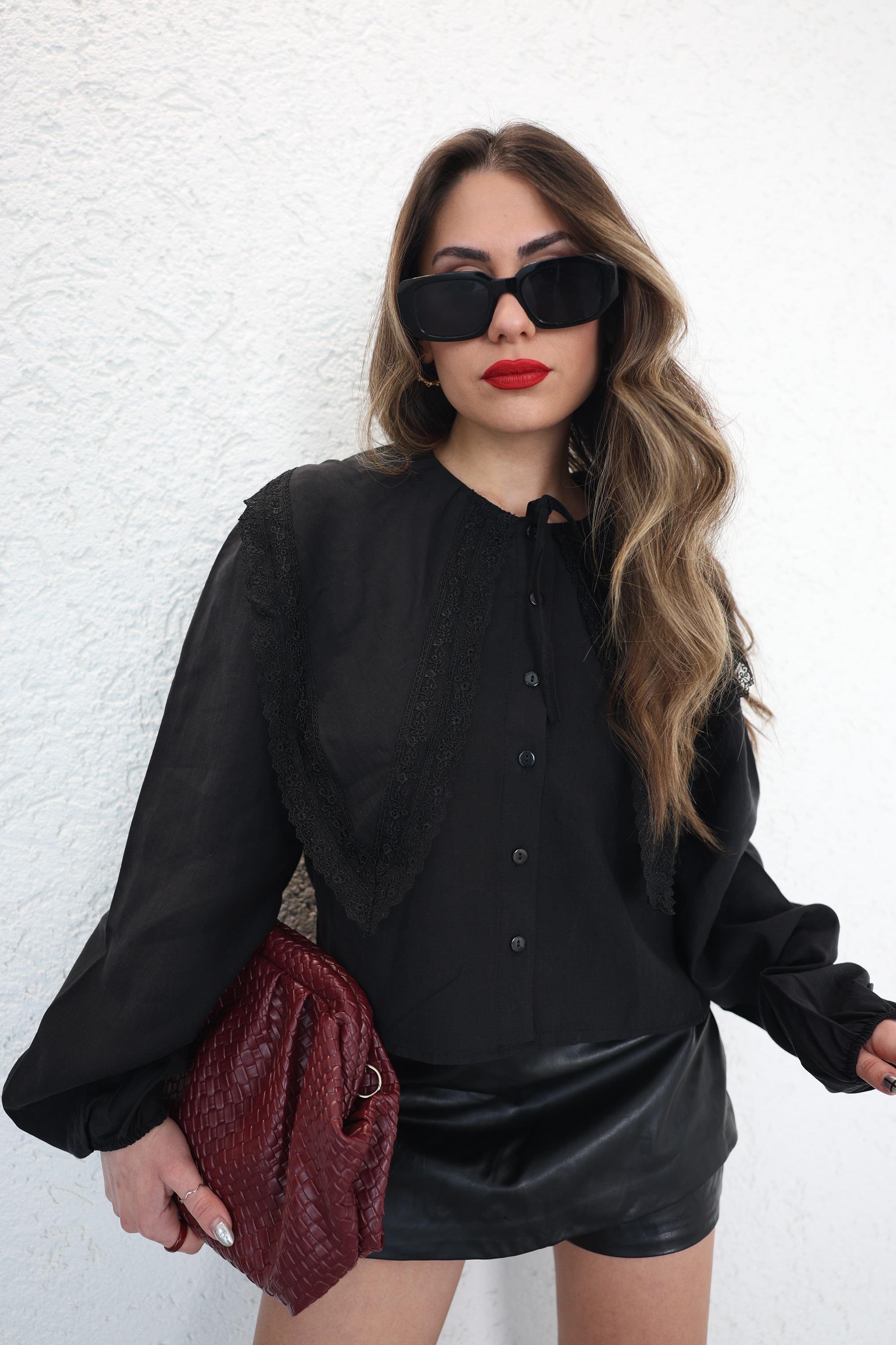 GömlekTesla Yaka Dantelli Gömlek