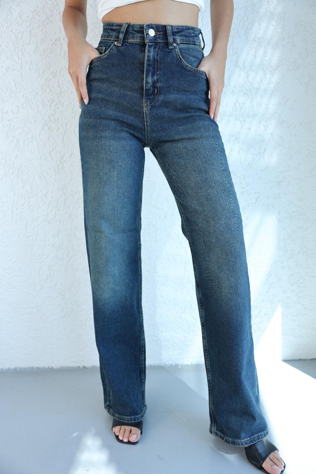 Jean/KotLikralı Dökümlü Plazzo Jean