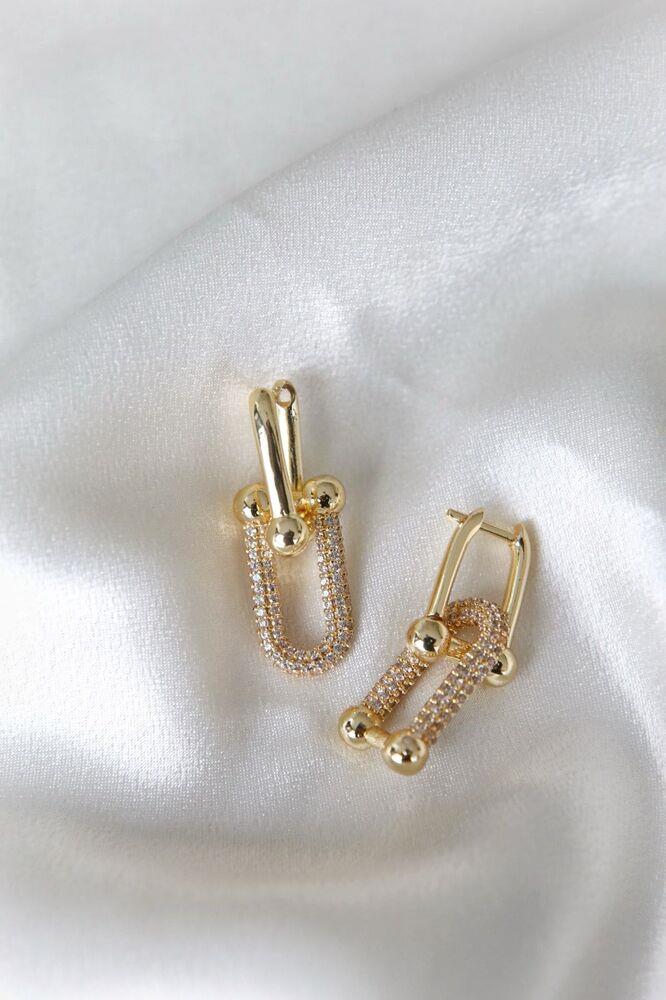 Taşlı Çift Kilit Küpe